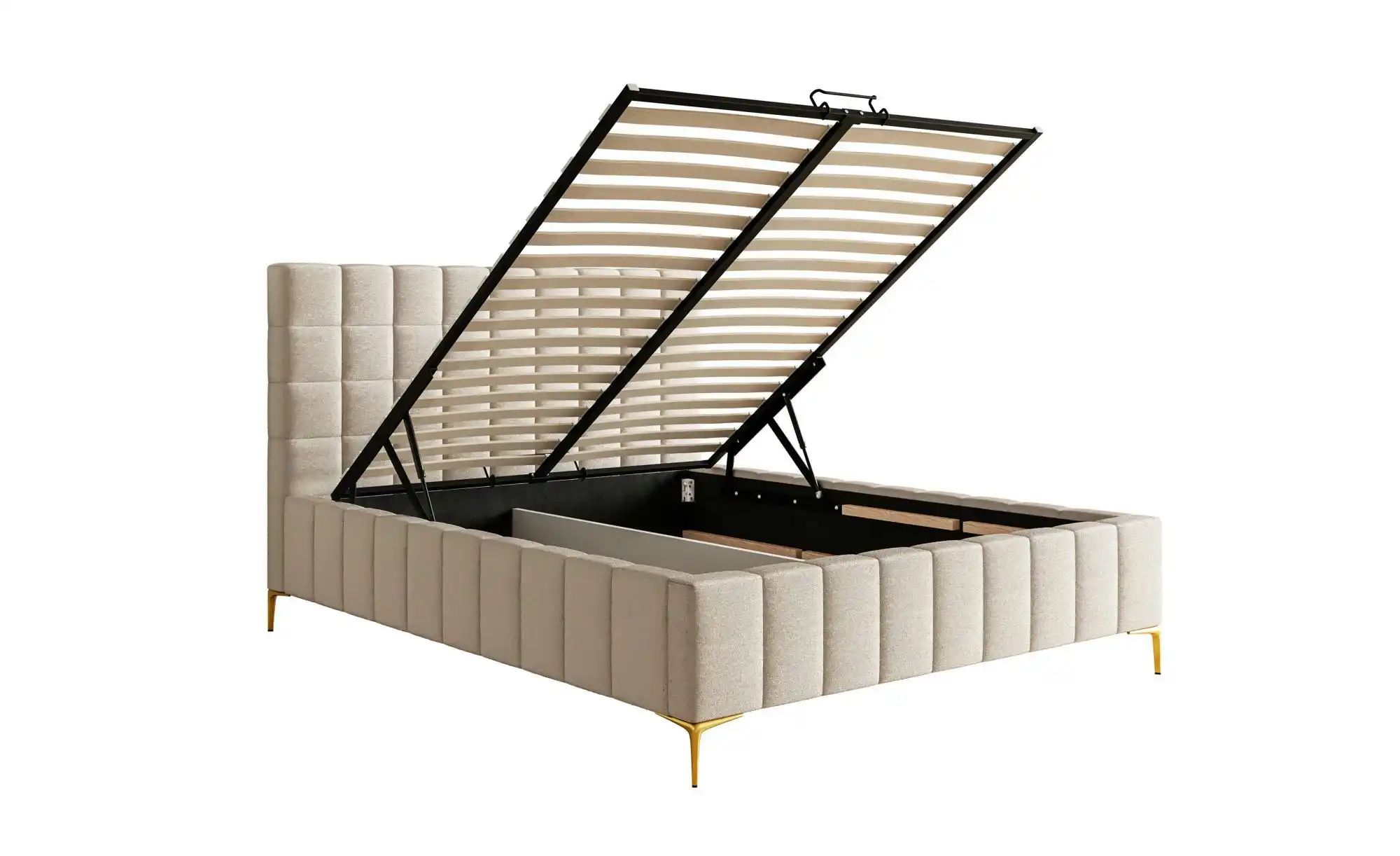 Polsterbett mit Bettkasten   ¦ beige ¦ Maße (cm): B: 180 H: 126 Betten > Po günstig online kaufen