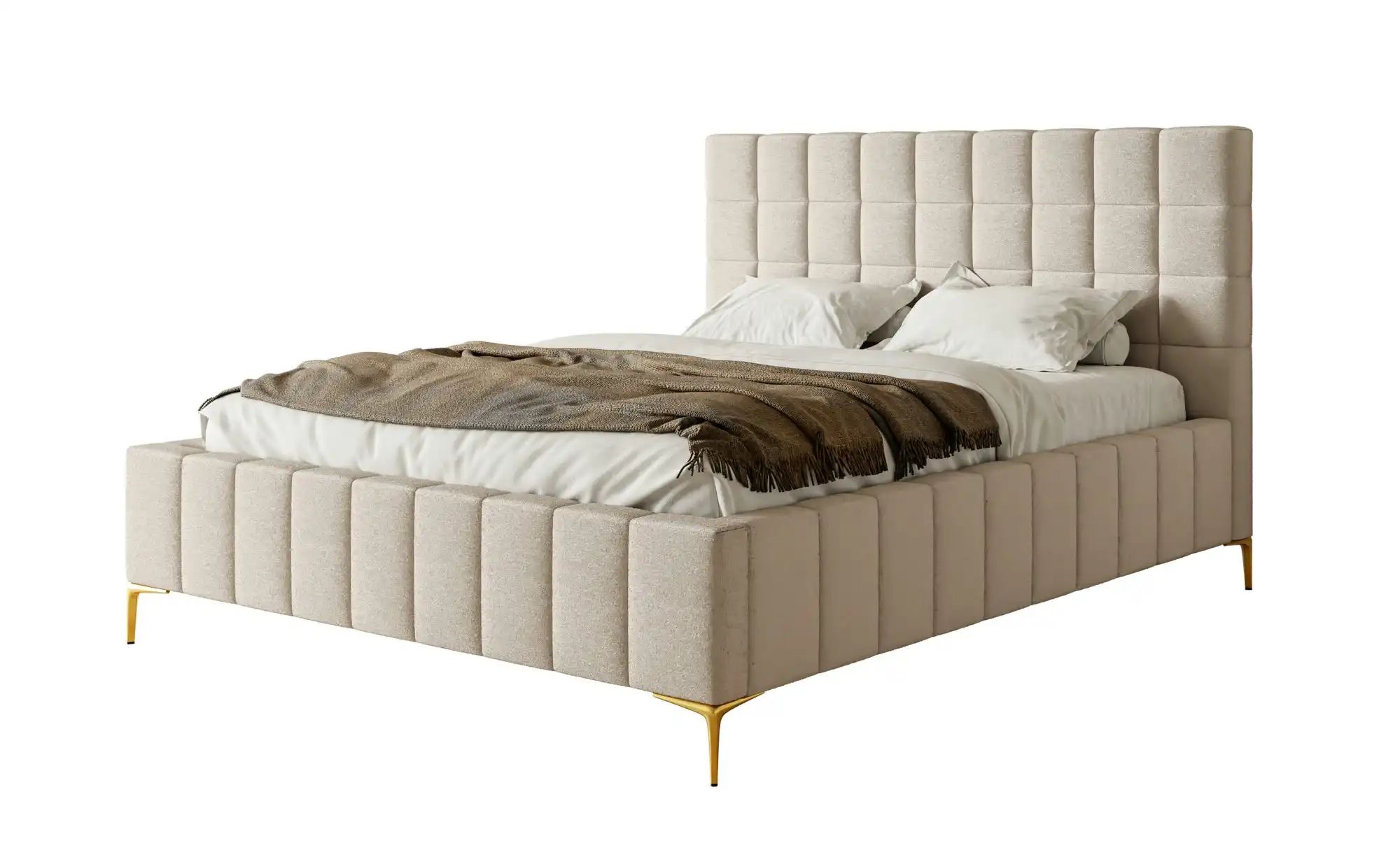 Polsterbett mit Bettkasten   ¦ beige ¦ Maße (cm): B: 160 H: 126 Betten > Po günstig online kaufen