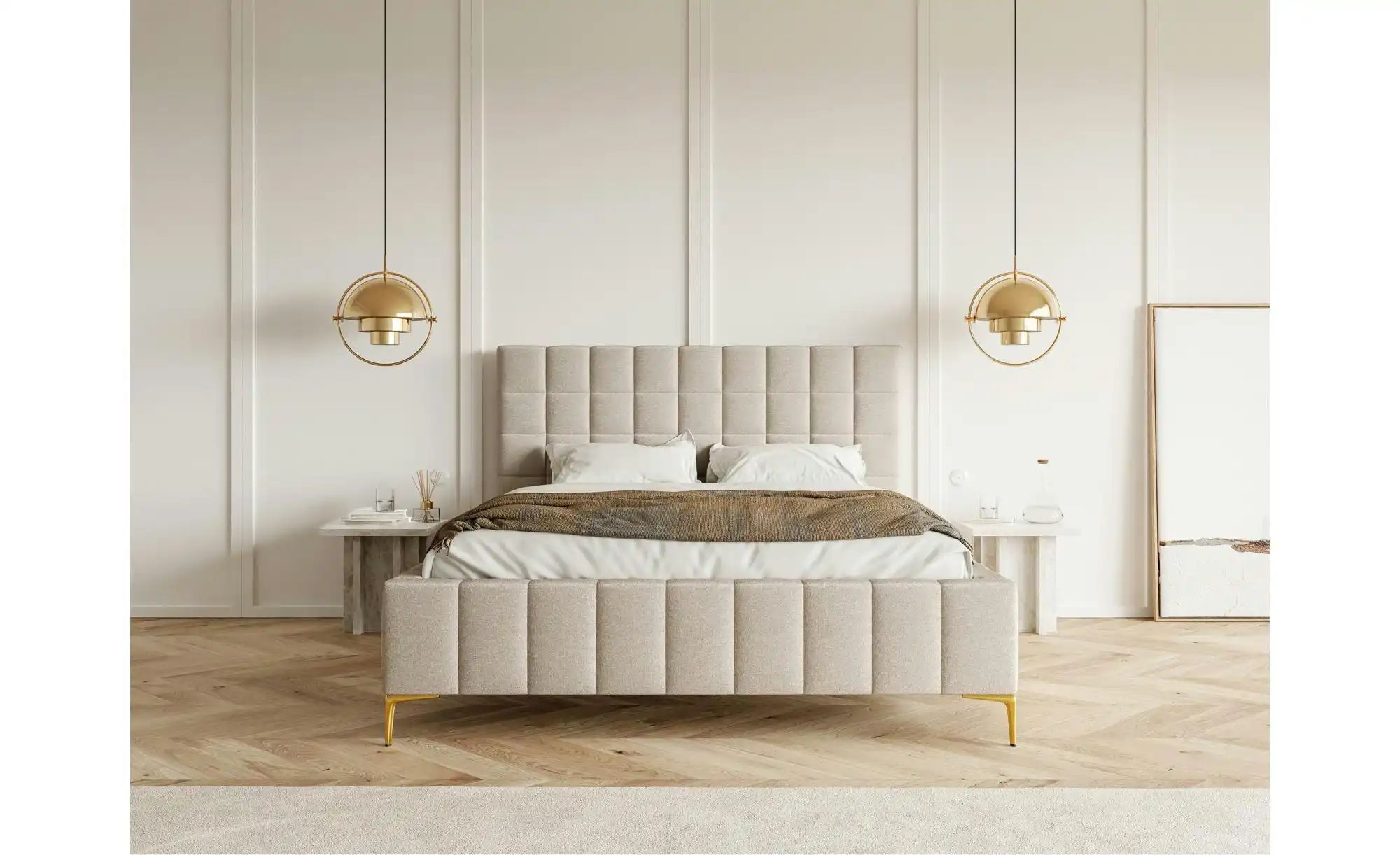 Selsey Polsterbett mit Bettkasten Szejlo ¦ beige ¦ Maße (cm): B: 160 H: 126 günstig online kaufen