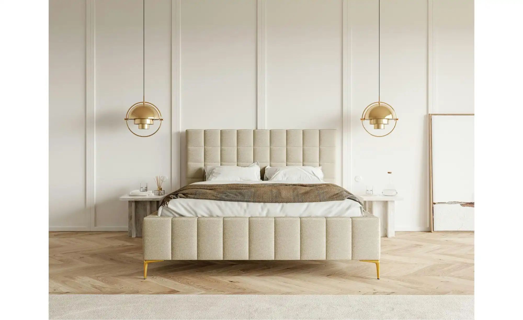 Selsey Polsterbett mit Bettkasten Szejlo ¦ beige ¦ Maße (cm): B: 160 H: 126 günstig online kaufen