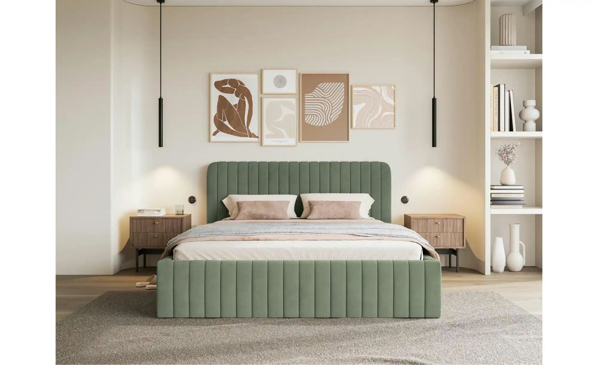 Selsey Polsterbett mit Bettkasten Saliano ¦ grün ¦ Maße (cm): B: 173 H: 109 günstig online kaufen