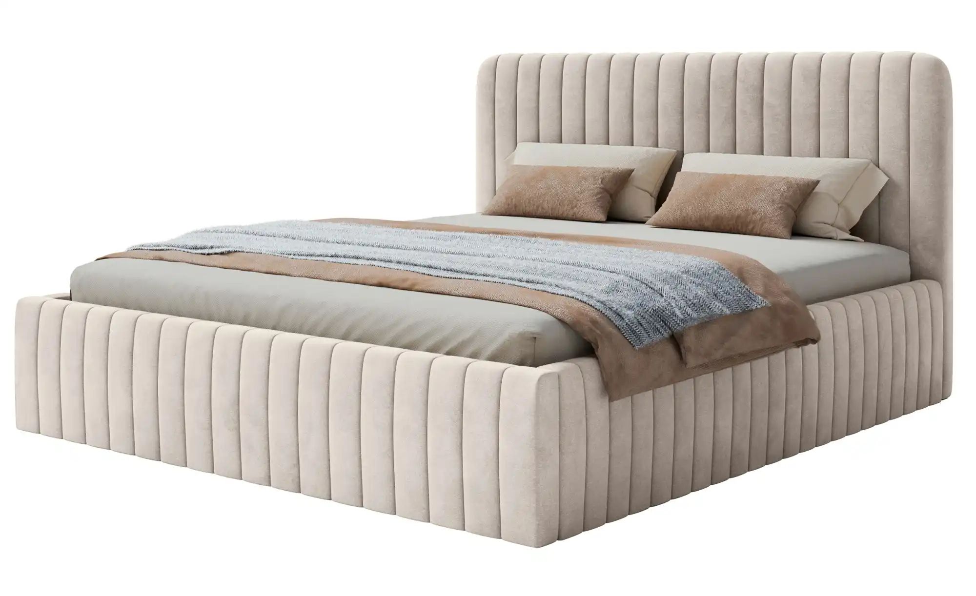 Selsey Polsterbett mit Bettkasten Saliano  beige  Maße (cm): B: 153 H: 109 | 05903025067773