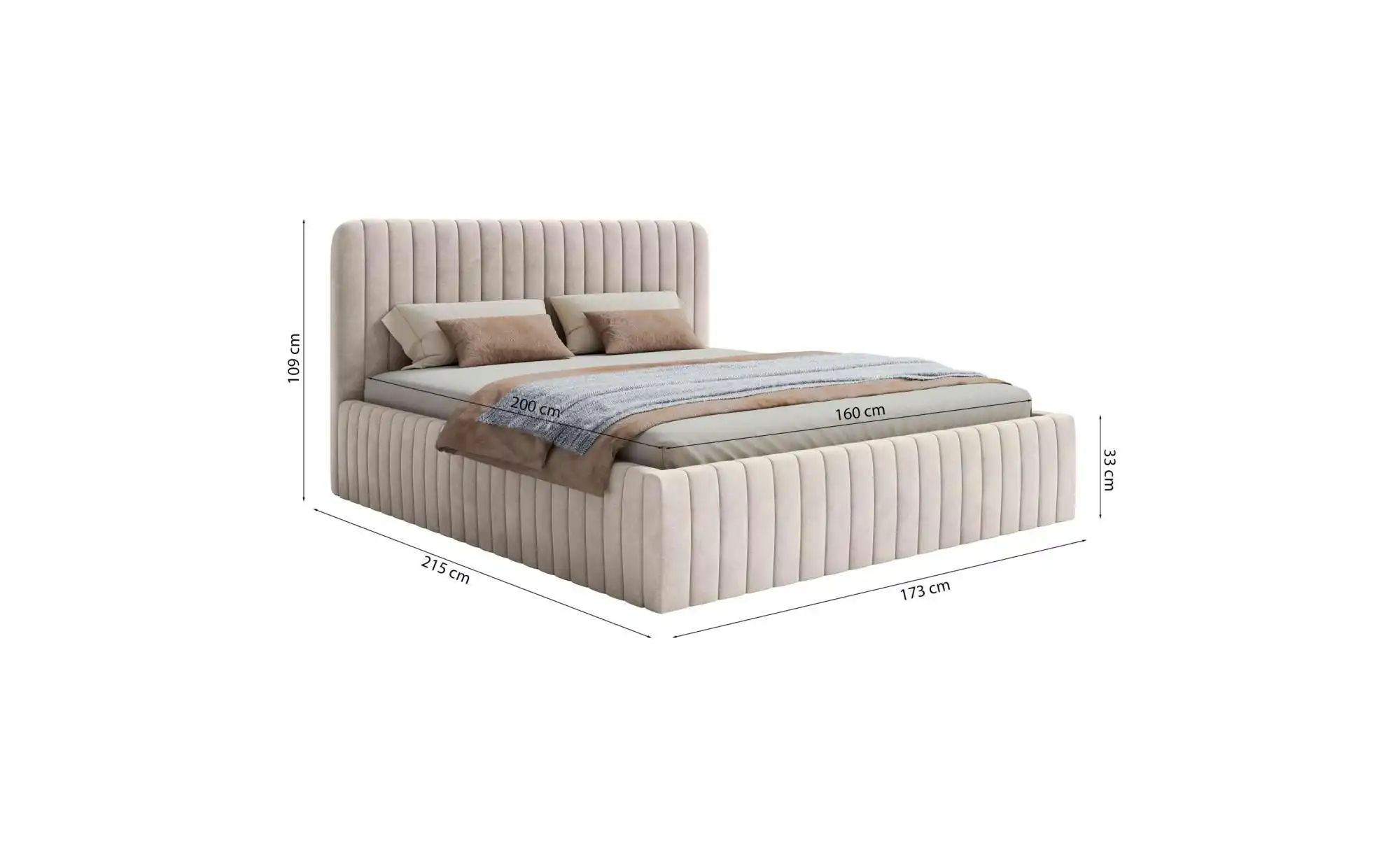 Selsey Polsterbett mit Bettkasten Saliano ¦ beige ¦ Maße (cm): B: 173 H: 10 günstig online kaufen