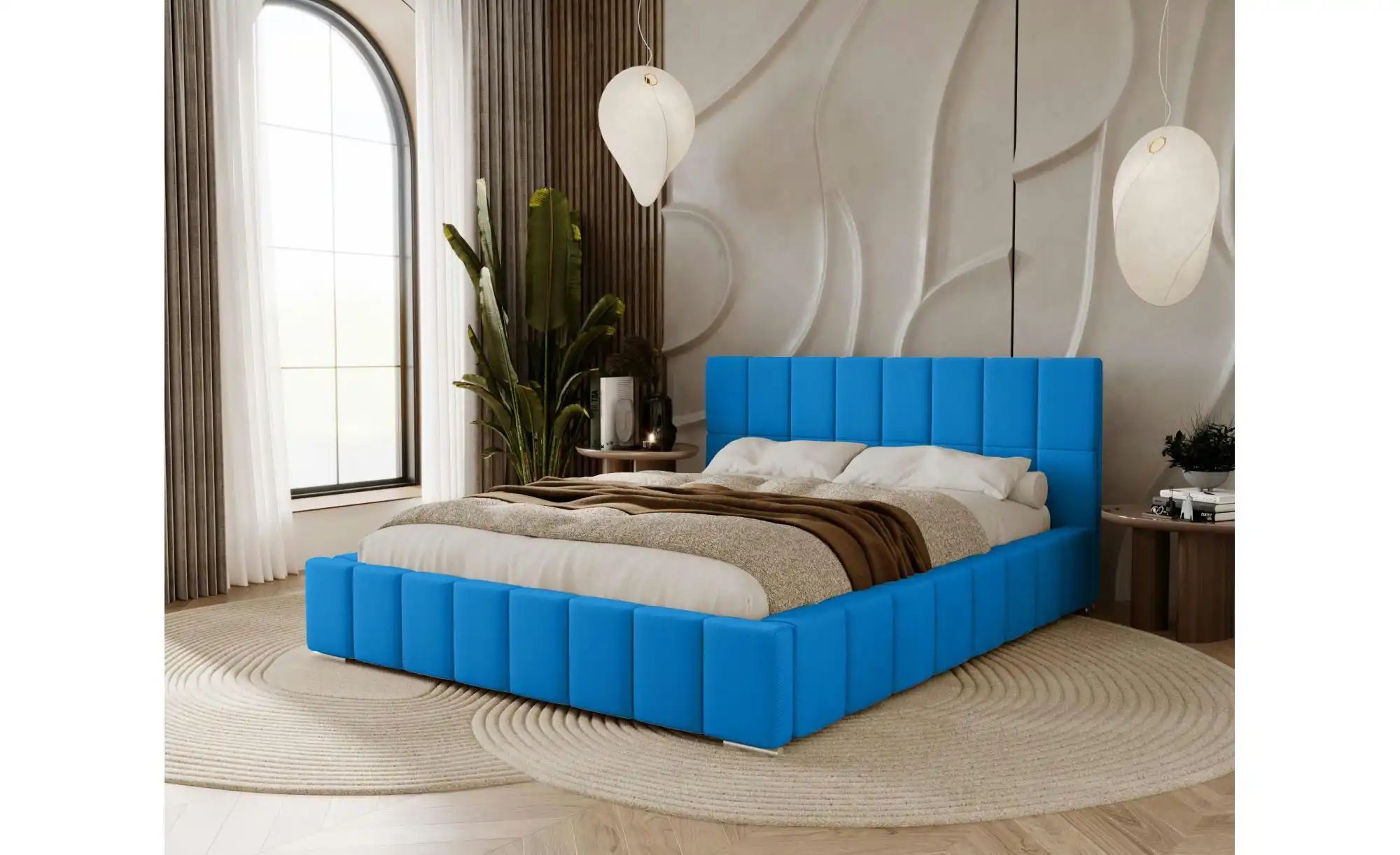 Polsterbett mit Stauraum  Ayr ¦ blau ¦ Maße (cm): H: 100 Betten > Polsterbe günstig online kaufen