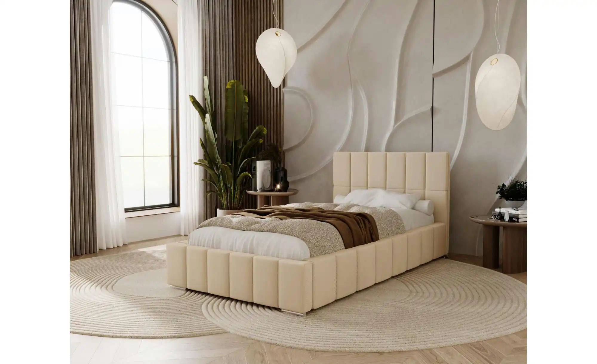 Polsterbett mit Stauraum  Ayr ¦ beige ¦ Maße (cm): H: 100 Betten > Polsterb günstig online kaufen