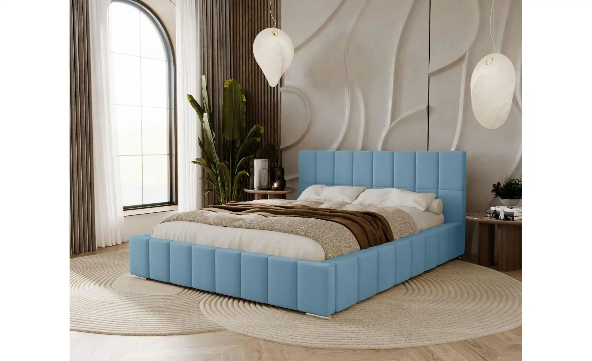 Polsterbett mit Stauraum  Ayr ¦ blau ¦ Maße (cm): H: 100 Betten > Polsterbe günstig online kaufen