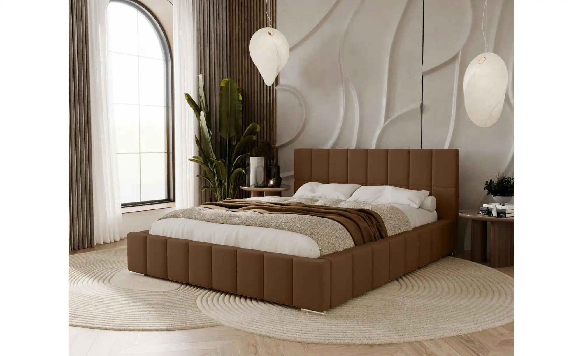 Polsterbett mit Stauraum  Ayr ¦ braun ¦ Maße (cm): H: 100 Betten > Polsterb günstig online kaufen
