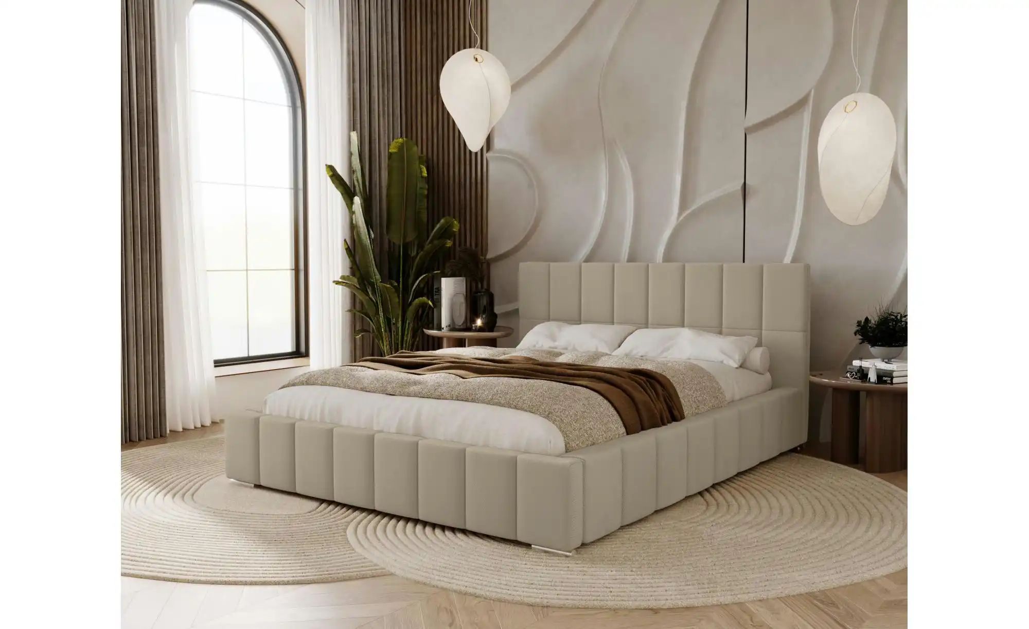 Polsterbett mit Stauraum  Ayr ¦ beige ¦ Maße (cm): H: 100 Betten > Polsterb günstig online kaufen