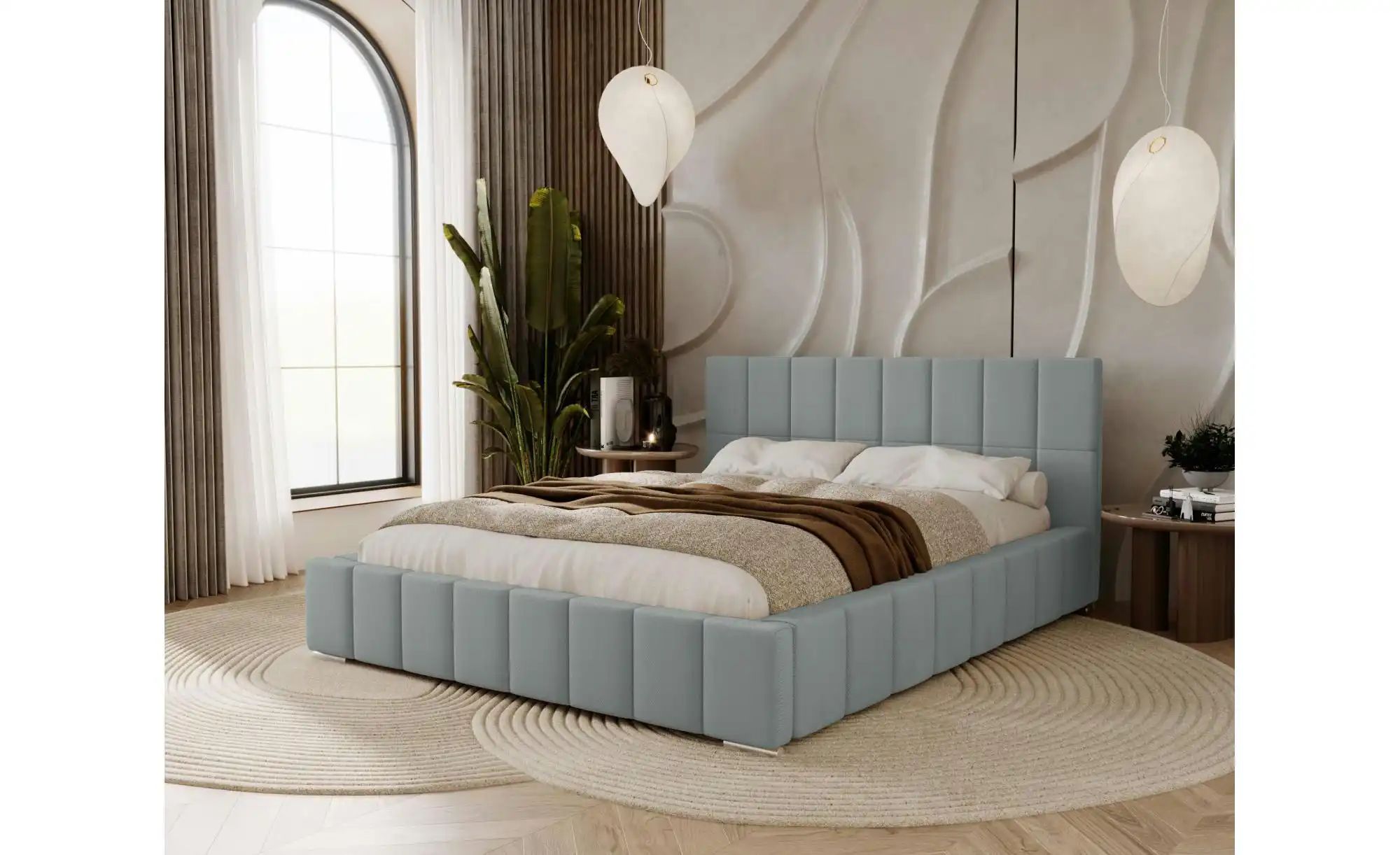 Polsterbett mit Stauraum  Ayr ¦ silber ¦ Maße (cm): H: 100 Betten > Polster günstig online kaufen