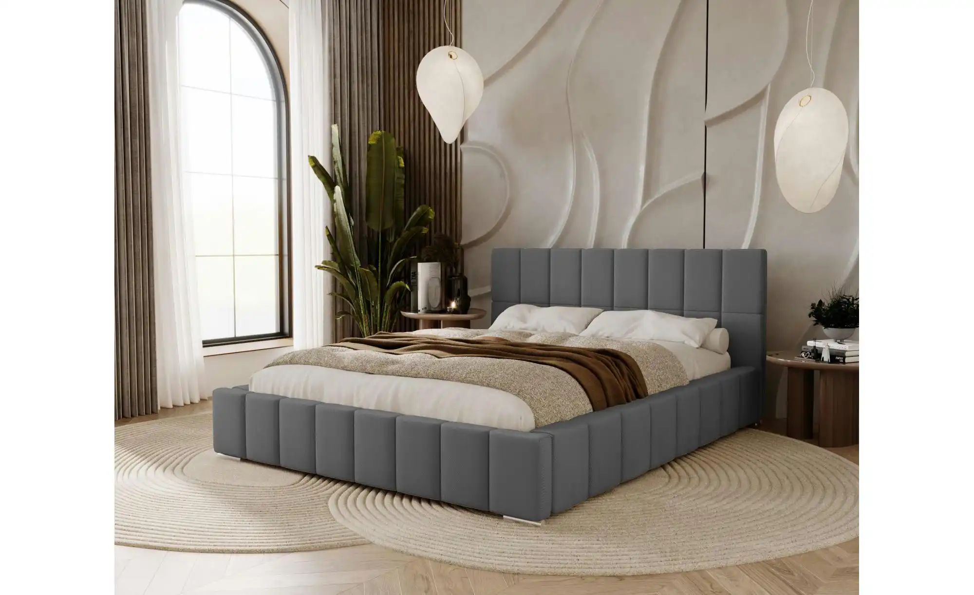Polsterbett mit Stauraum  Ayr ¦ grau ¦ Maße (cm): H: 100 Betten > Polsterbe günstig online kaufen