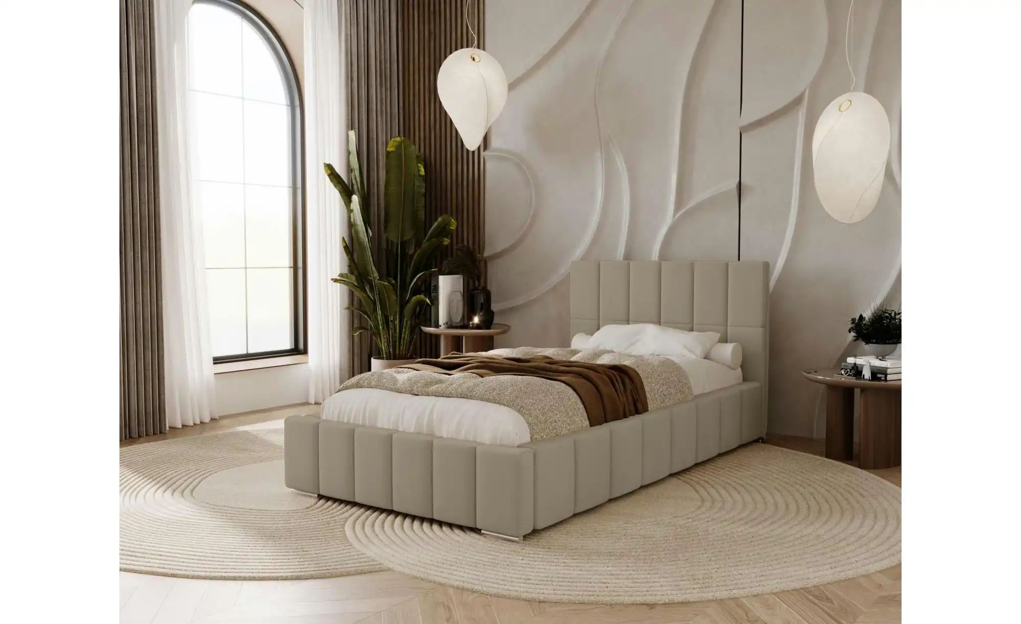 Polsterbett mit Stauraum  Ayr ¦ beige ¦ Maße (cm): B: 105 H: 100 Betten > P günstig online kaufen