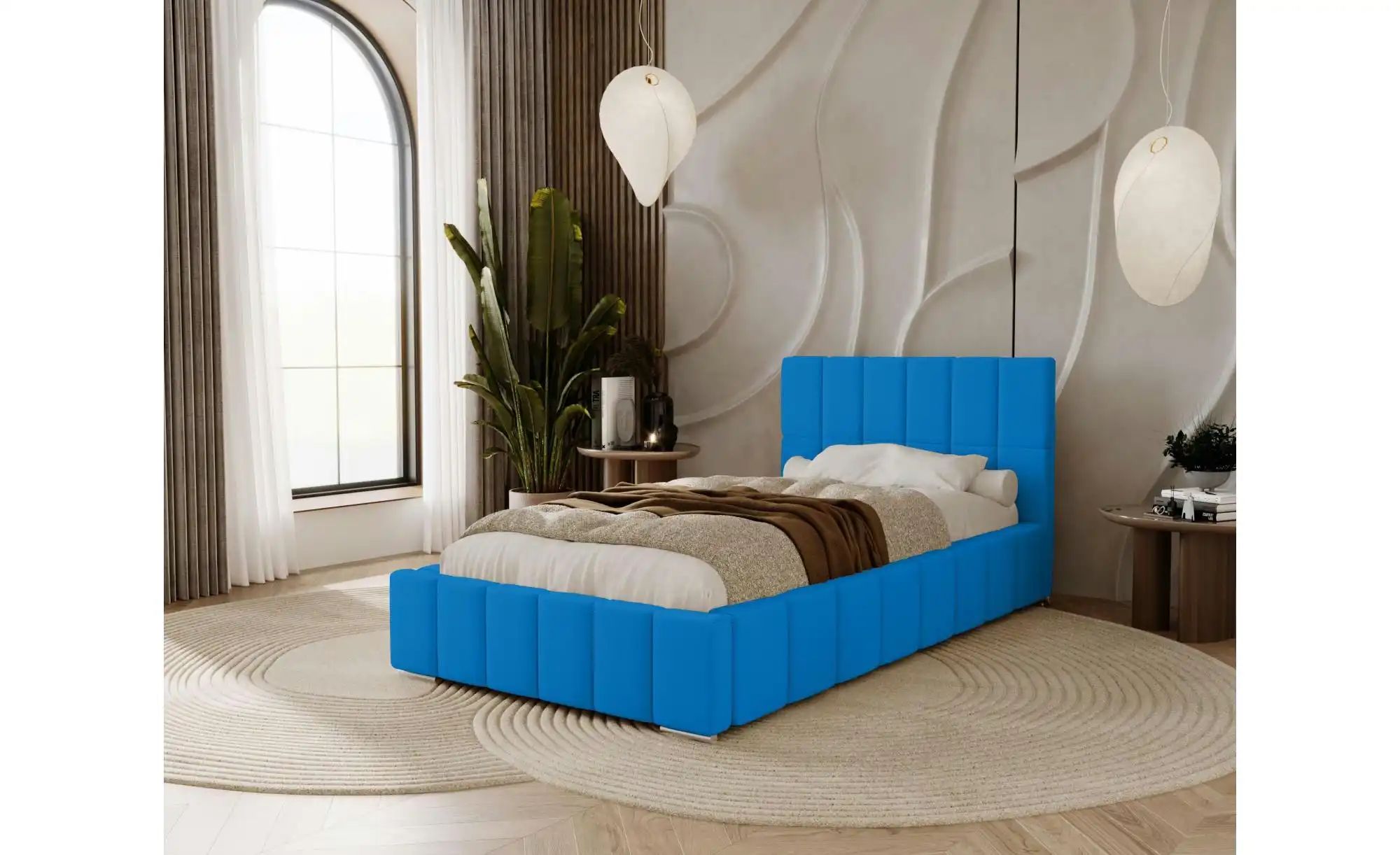Polsterbett mit Stauraum  Ayr ¦ blau ¦ Maße (cm): B: 105 H: 100 Betten > Po günstig online kaufen