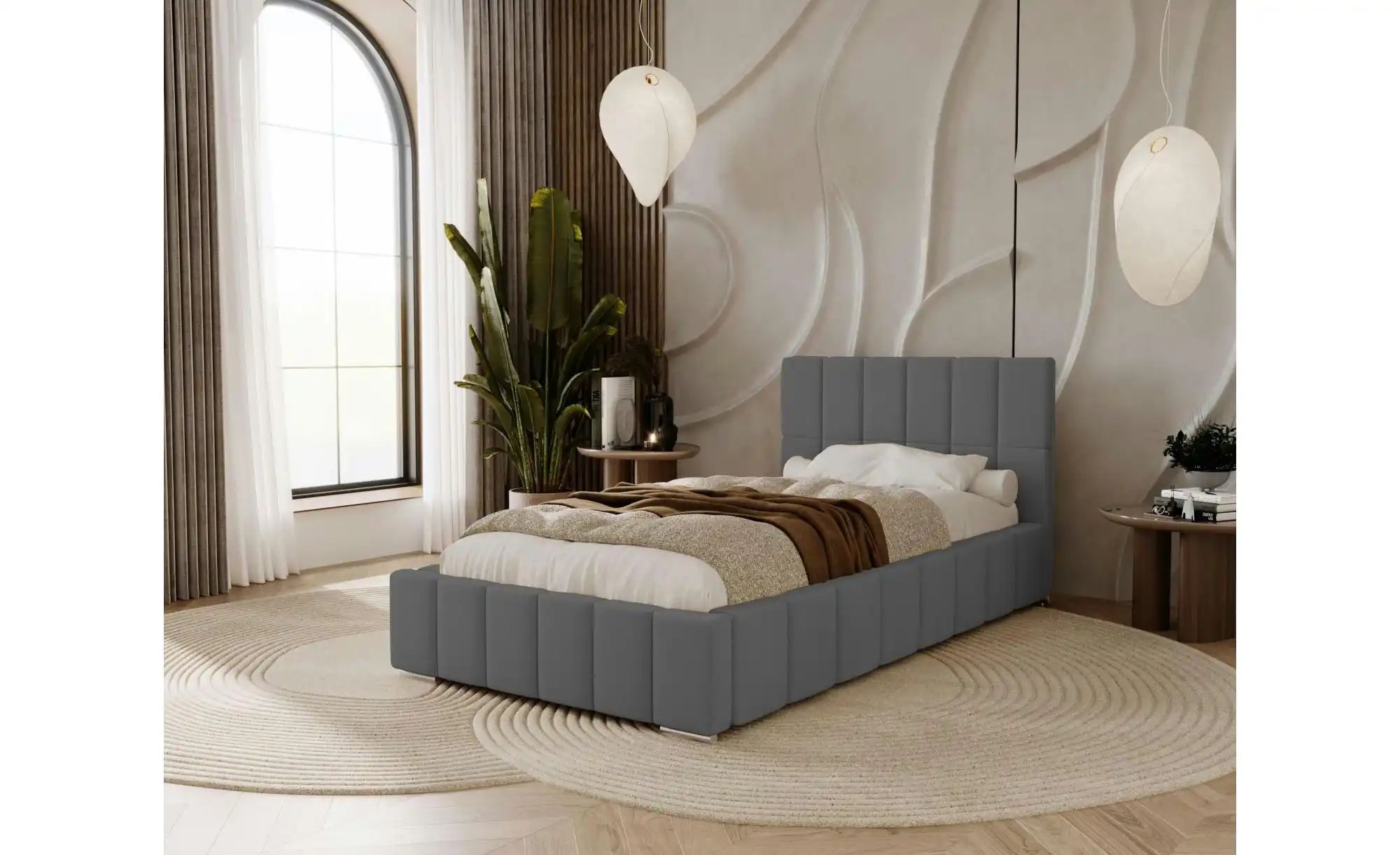 Polsterbett mit Stauraum  Ayr ¦ grau ¦ Maße (cm): B: 105 H: 100 Betten > Po günstig online kaufen