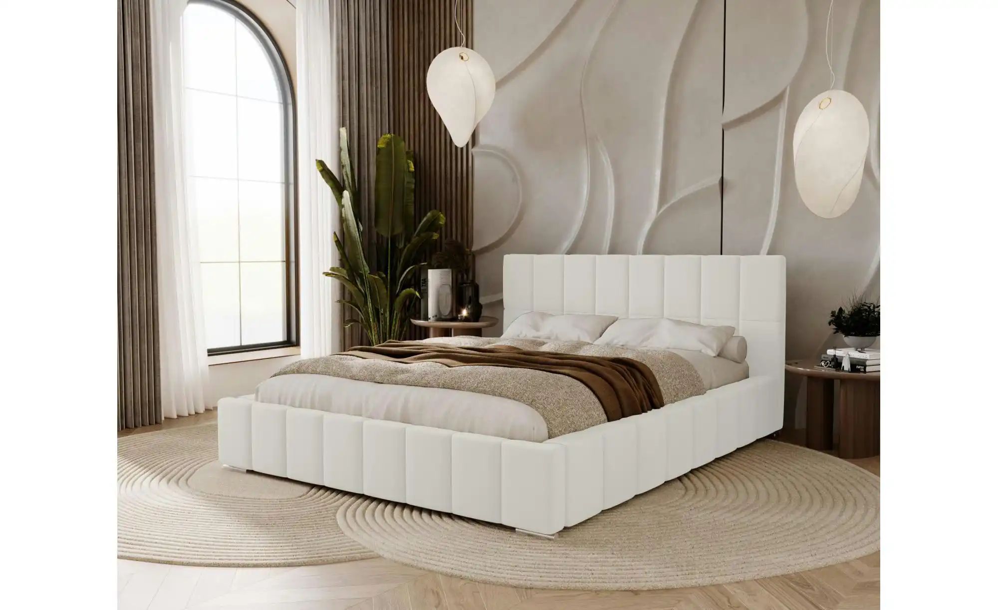 Polsterbett mit Stauraum  Ayr ¦ weiß ¦ Maße (cm): H: 100 Betten > Polsterbe günstig online kaufen