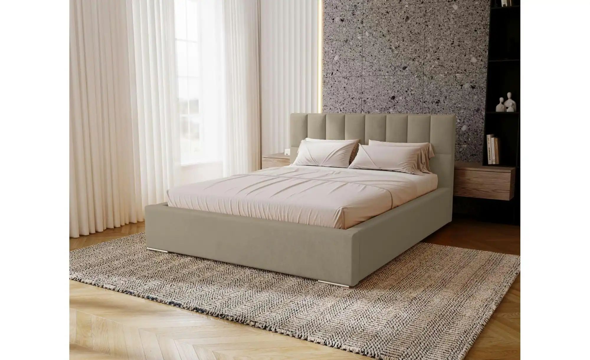 Polsterbett mit Stauraum Draven ¦ beige ¦ Maße (cm): B: 195 H: 100 Betten > günstig online kaufen