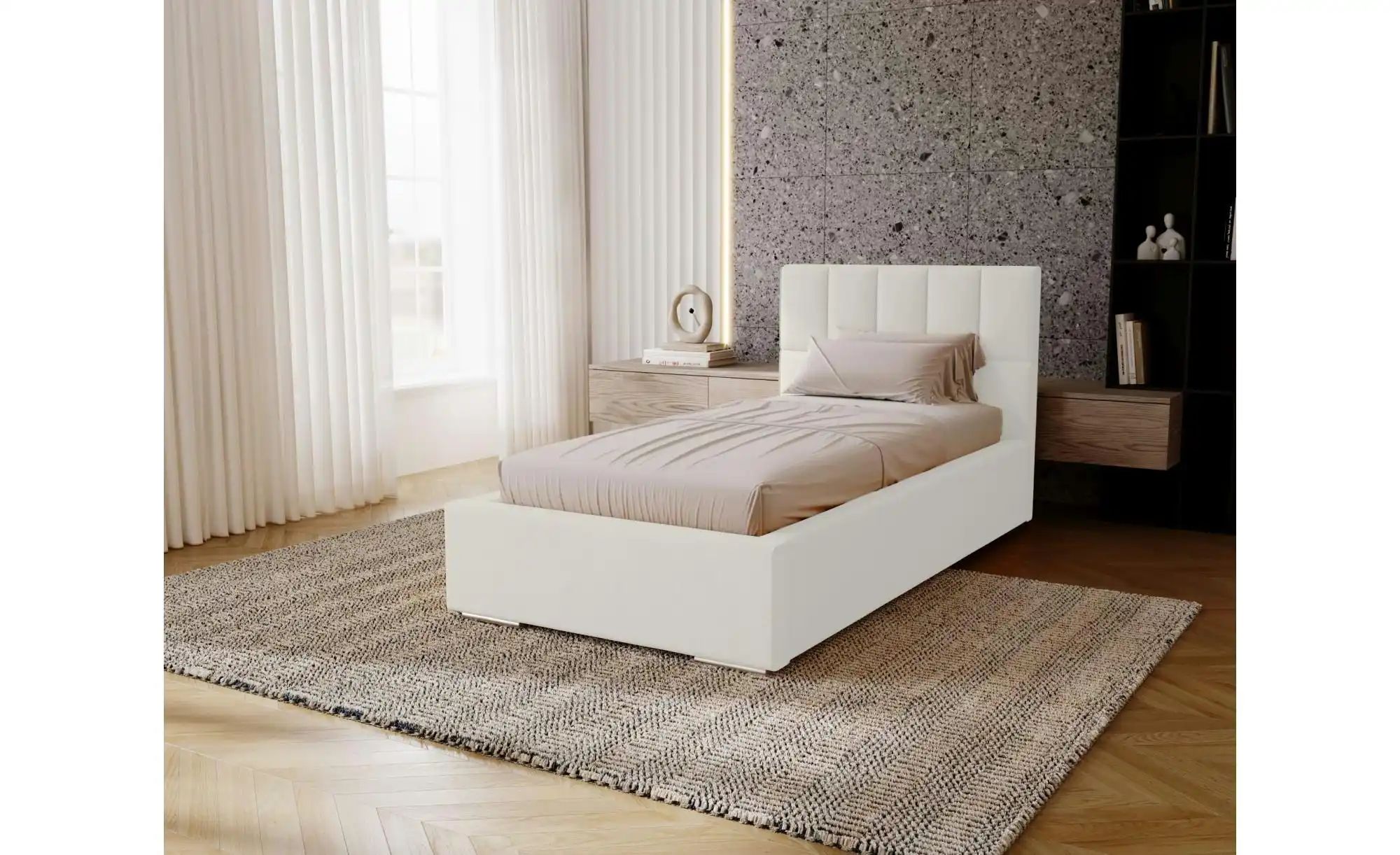 Polsterbett mit Stauraum Draven ¦ weiß ¦ Maße (cm): B: 95 H: 100 Betten > P günstig online kaufen