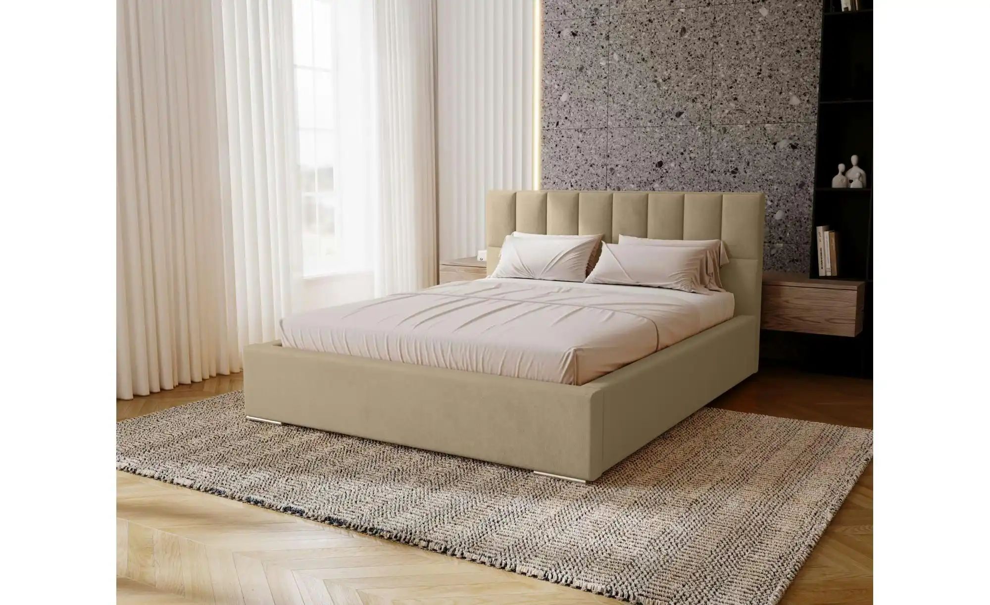 Polsterbett mit Stauraum Draven ¦ beige ¦ Maße (cm): B: 175 H: 100 Betten > günstig online kaufen