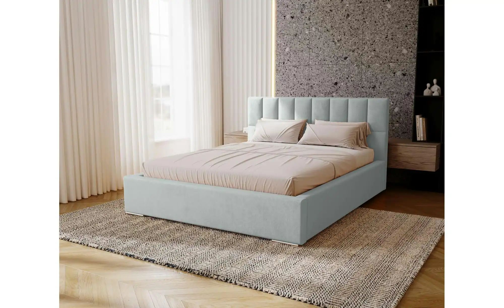 Polsterbett mit Stauraum Draven ¦ silber ¦ Maße (cm): B: 135 H: 100 Betten günstig online kaufen