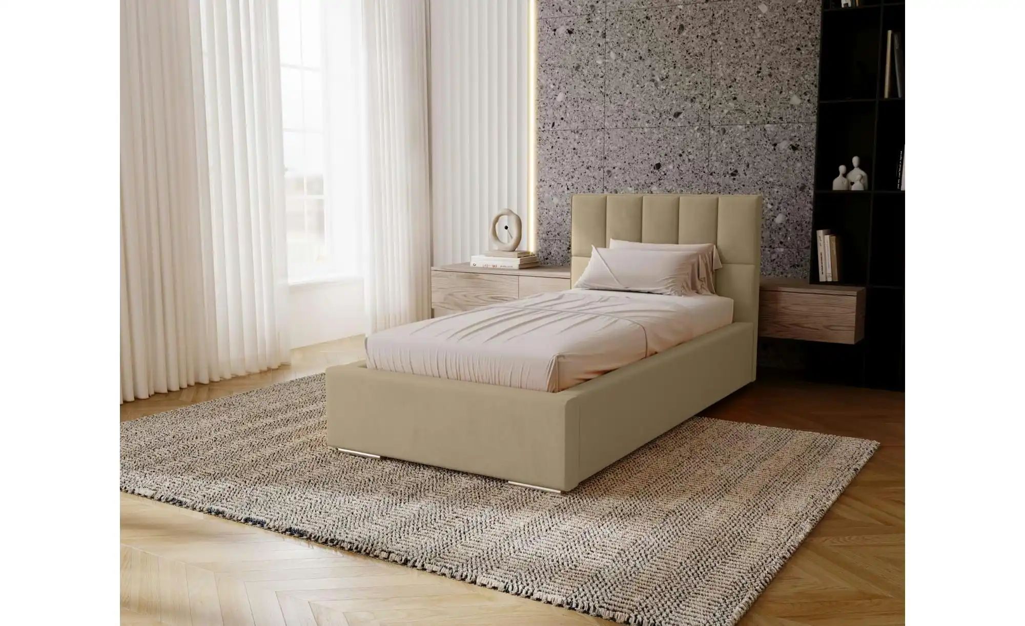 Polsterbett mit Stauraum Draven ¦ beige ¦ Maße (cm): B: 105 H: 100 Betten > günstig online kaufen