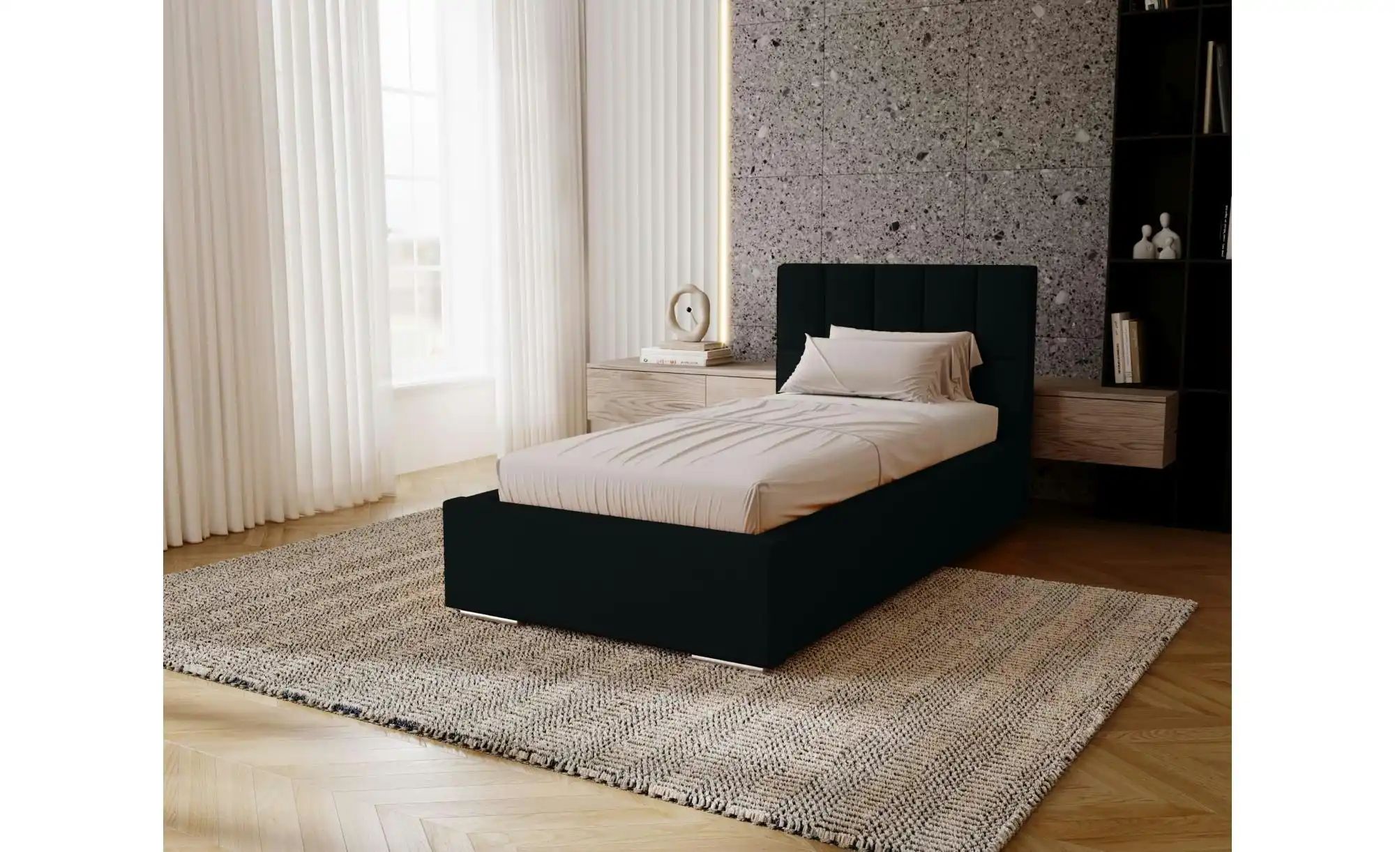 Polsterbett mit Stauraum Draven ¦ schwarz ¦ Maße (cm): B: 95 H: 100 Betten günstig online kaufen