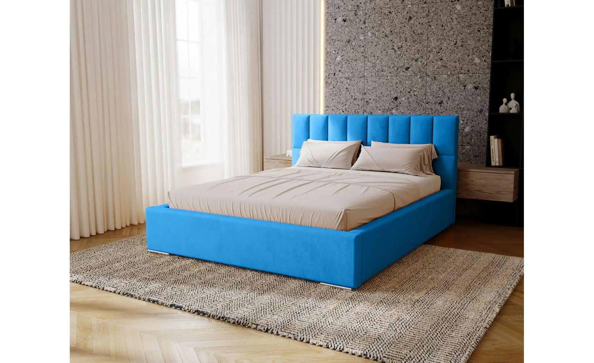 Polsterbett mit Stauraum Draven ¦ blau ¦ Maße (cm): B: 195 H: 100 Betten > günstig online kaufen