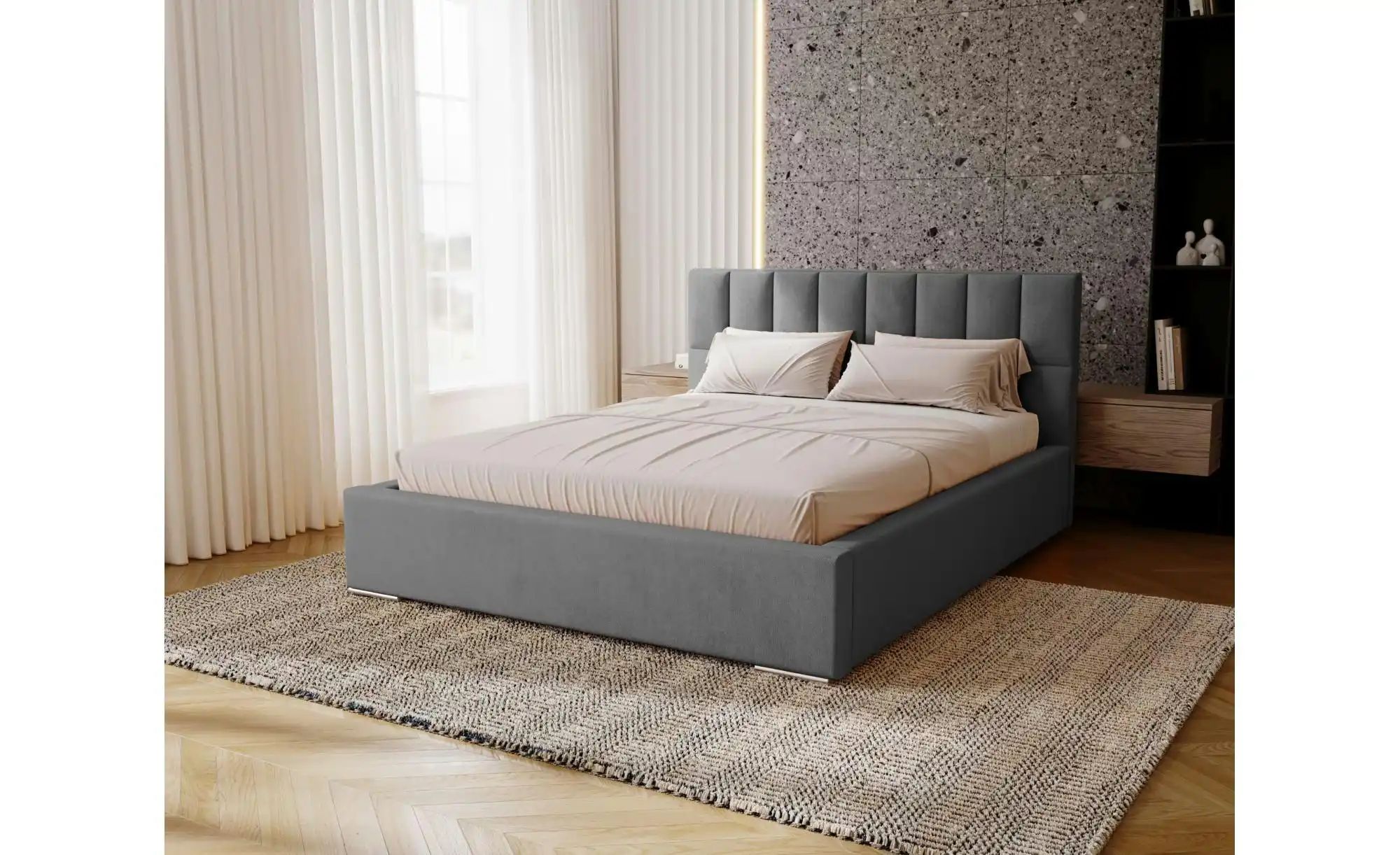 Polsterbett mit Stauraum Draven ¦ grau ¦ Maße (cm): B: 215 H: 100 Betten > günstig online kaufen