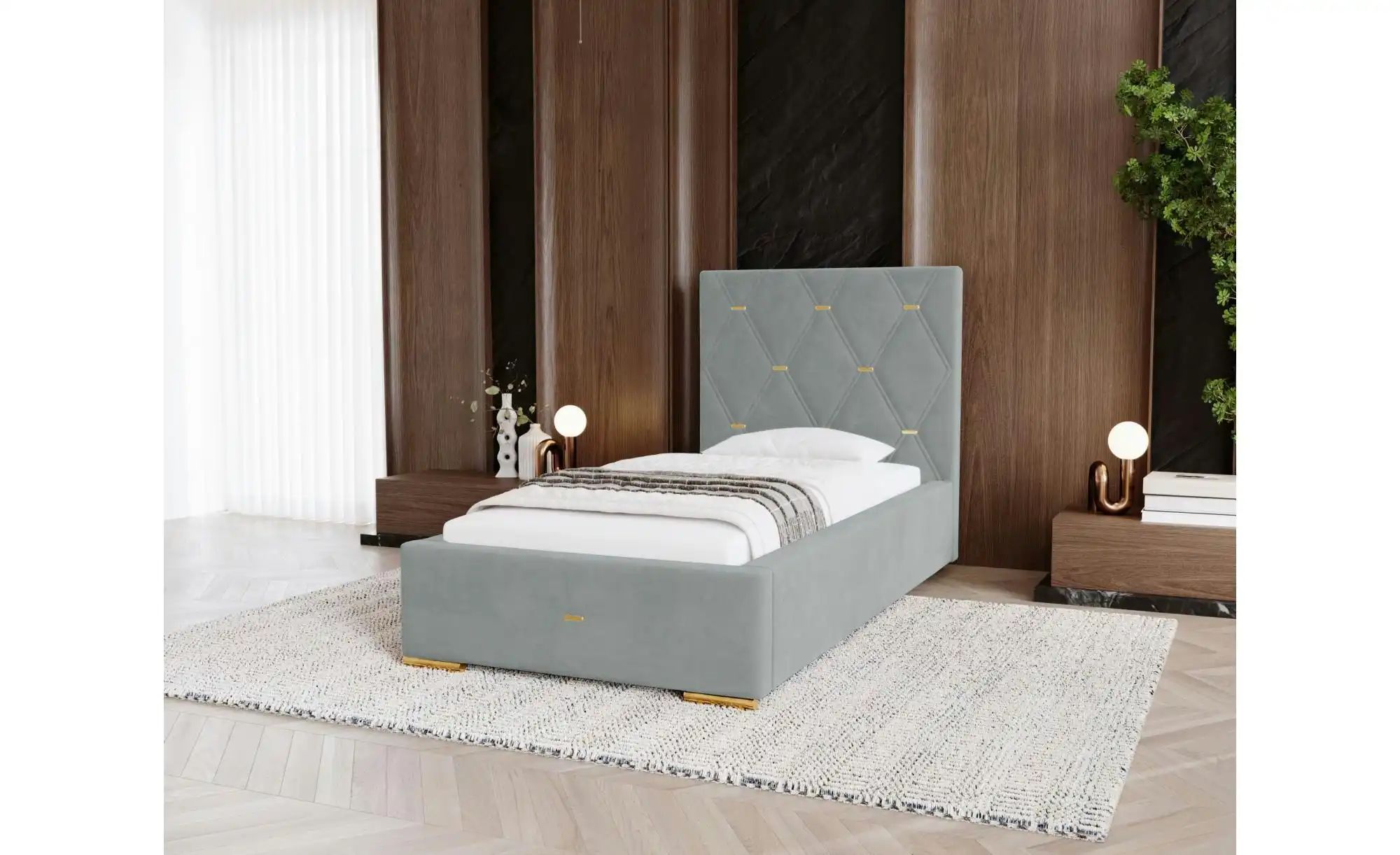 Polsterbett mit Stauraum  Gwithian ¦ silber ¦ Maße (cm): B: 115 H: 100 Bett günstig online kaufen