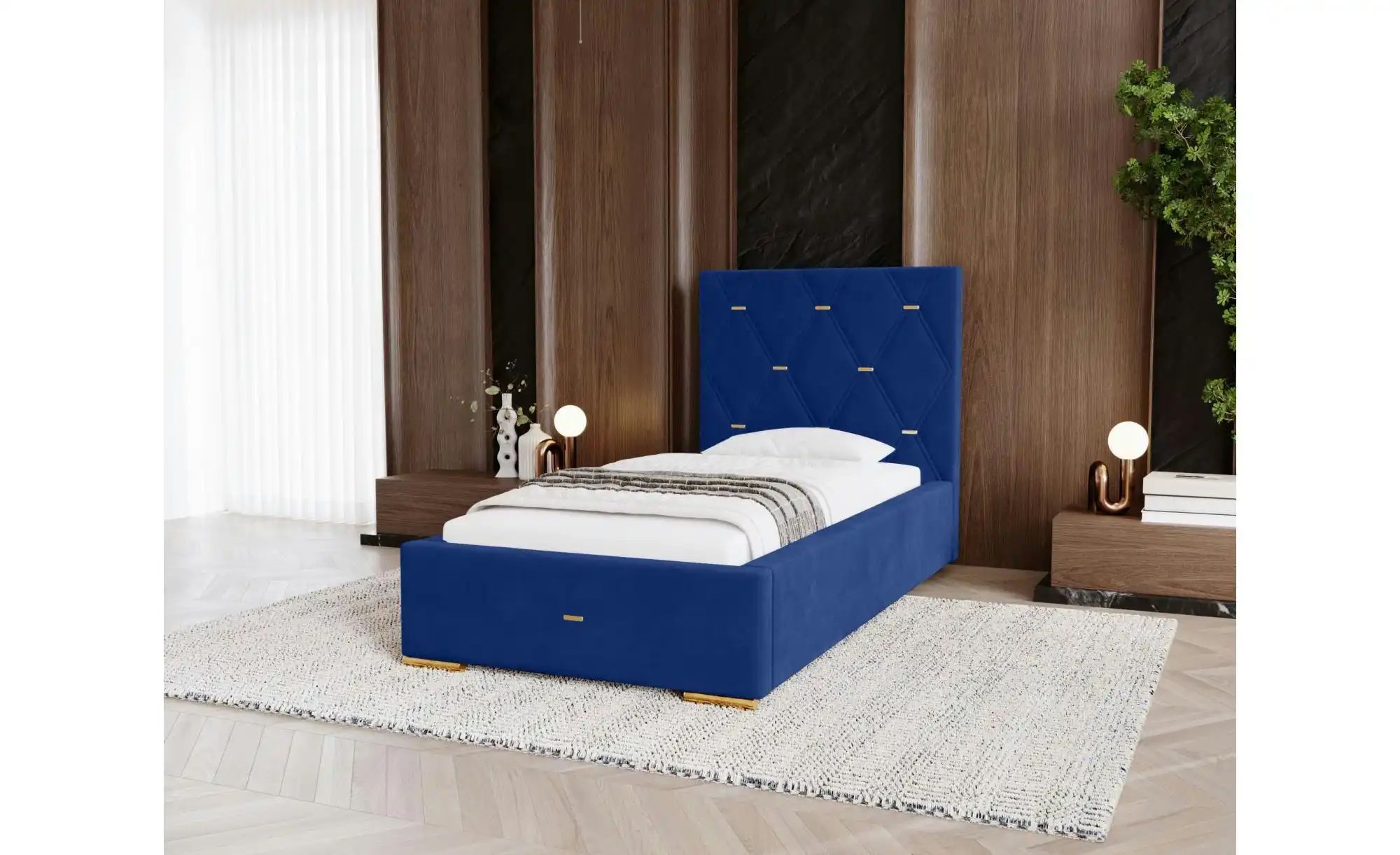 Polsterbett mit Stauraum  Gwithian ¦ blau ¦ Maße (cm): B: 95 H: 100 Betten günstig online kaufen