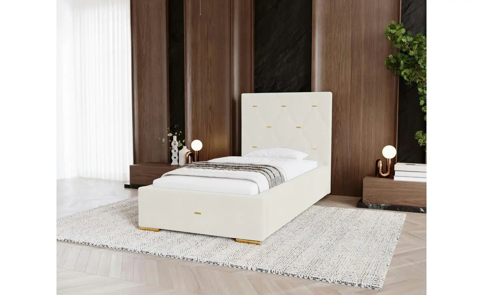 Polsterbett mit Stauraum  Gwithian ¦ weiß ¦ Maße (cm): B: 95 H: 100 Betten günstig online kaufen