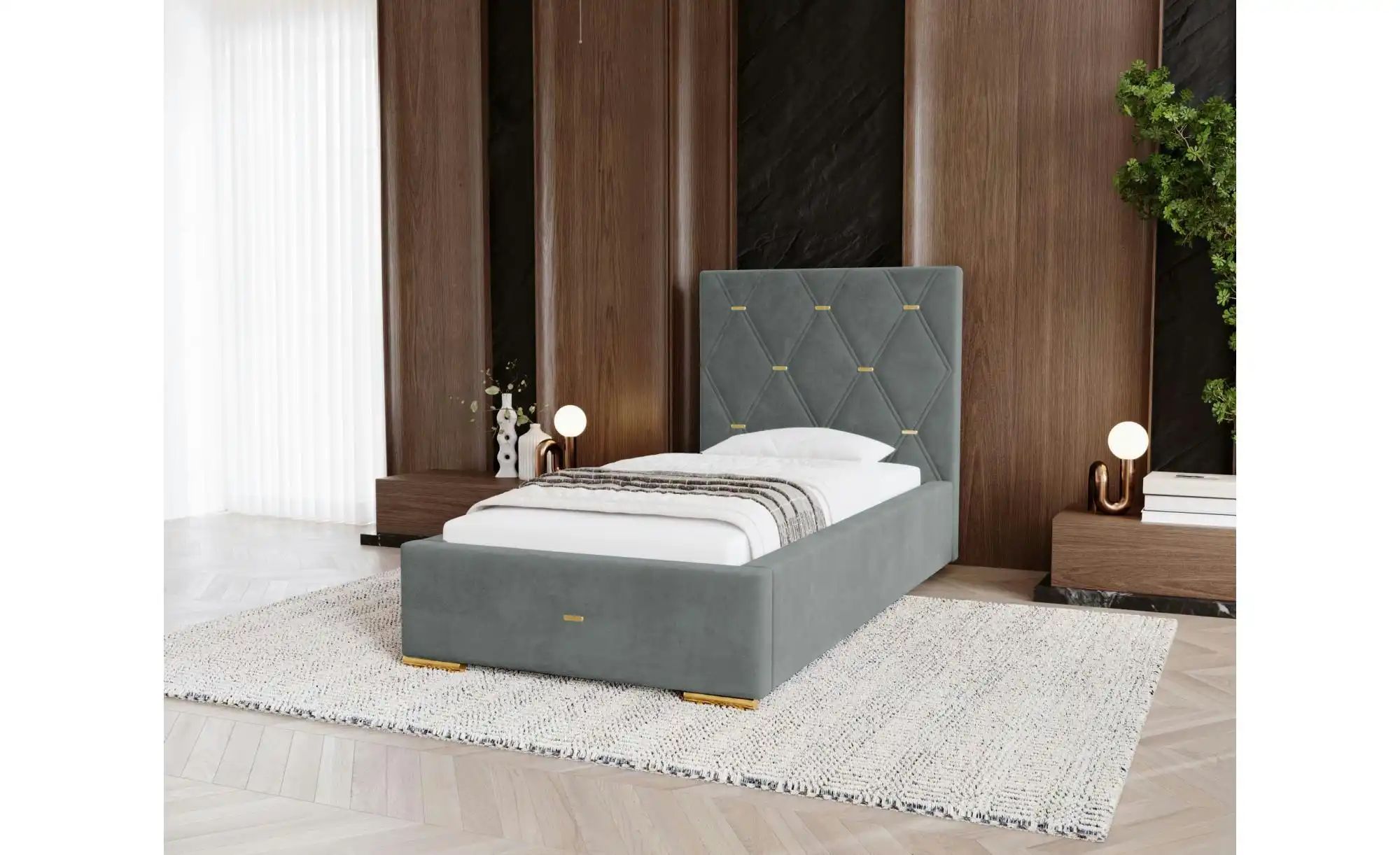 Polsterbett mit Stauraum  Gwithian ¦ grau ¦ Maße (cm): B: 105 H: 100 Betten günstig online kaufen