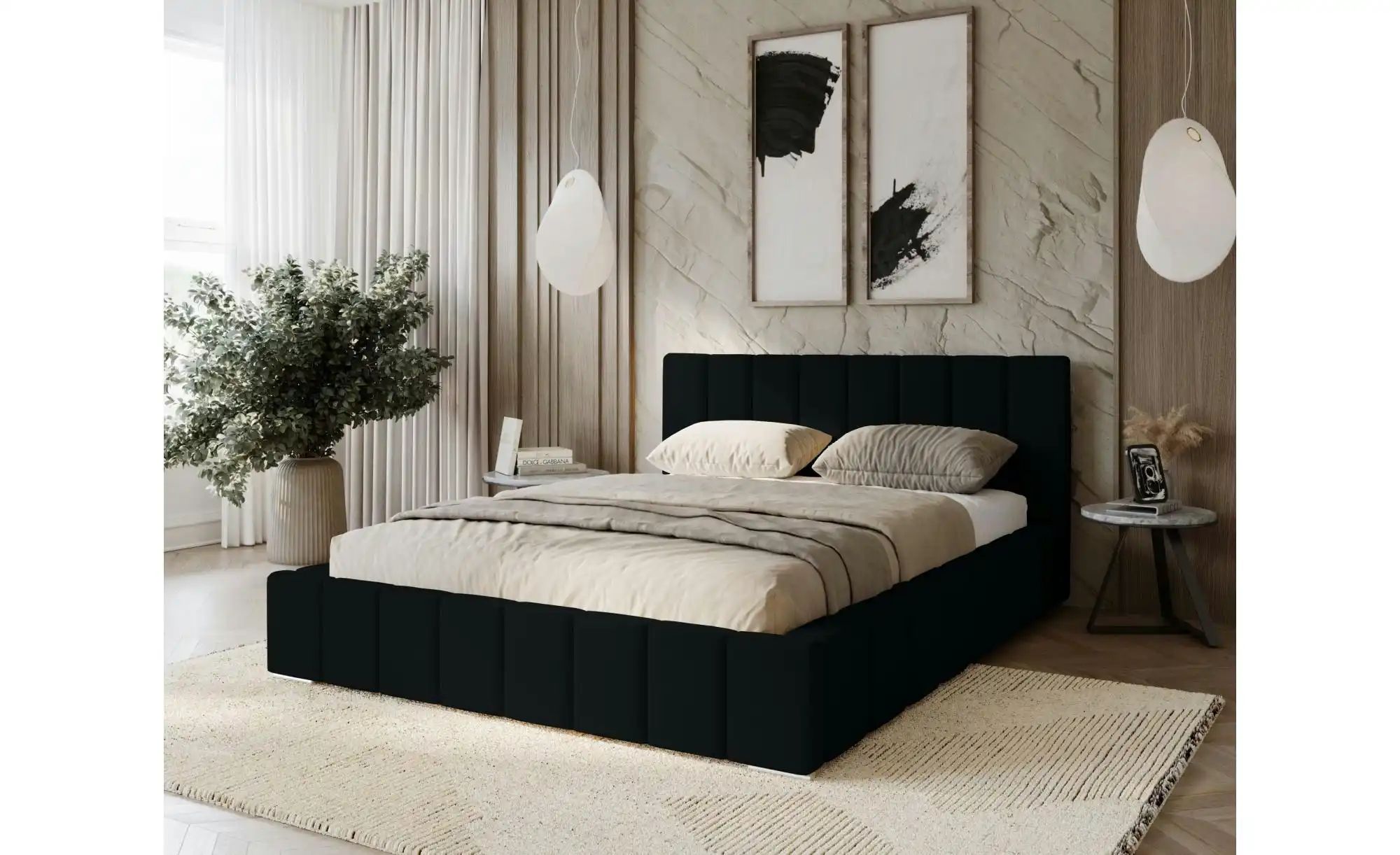 Polsterbett mit Stauraum Margate ¦ schwarz ¦ Maße (cm): B: 155 H: 100 Bette günstig online kaufen