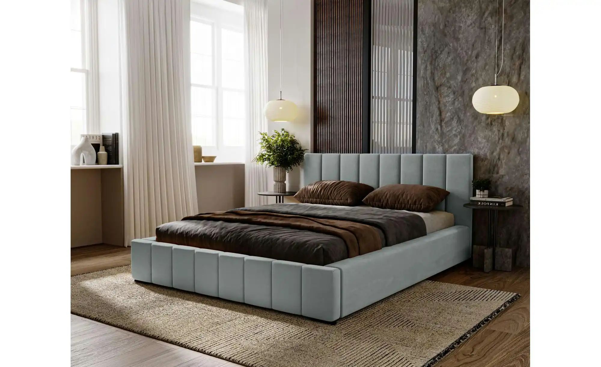 Polsterbett mit Stauraum  Nelia ¦ grau ¦ Maße (cm): B: 155 H: 100 Betten > günstig online kaufen