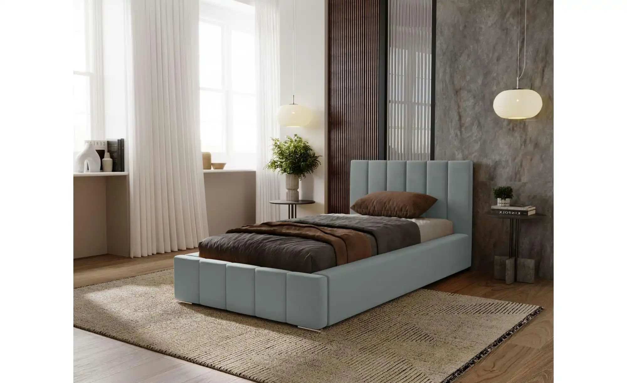 Polsterbett mit Stauraum mit Bettkasten und Lattenrost Nelia ¦ grau ¦ Maße günstig online kaufen