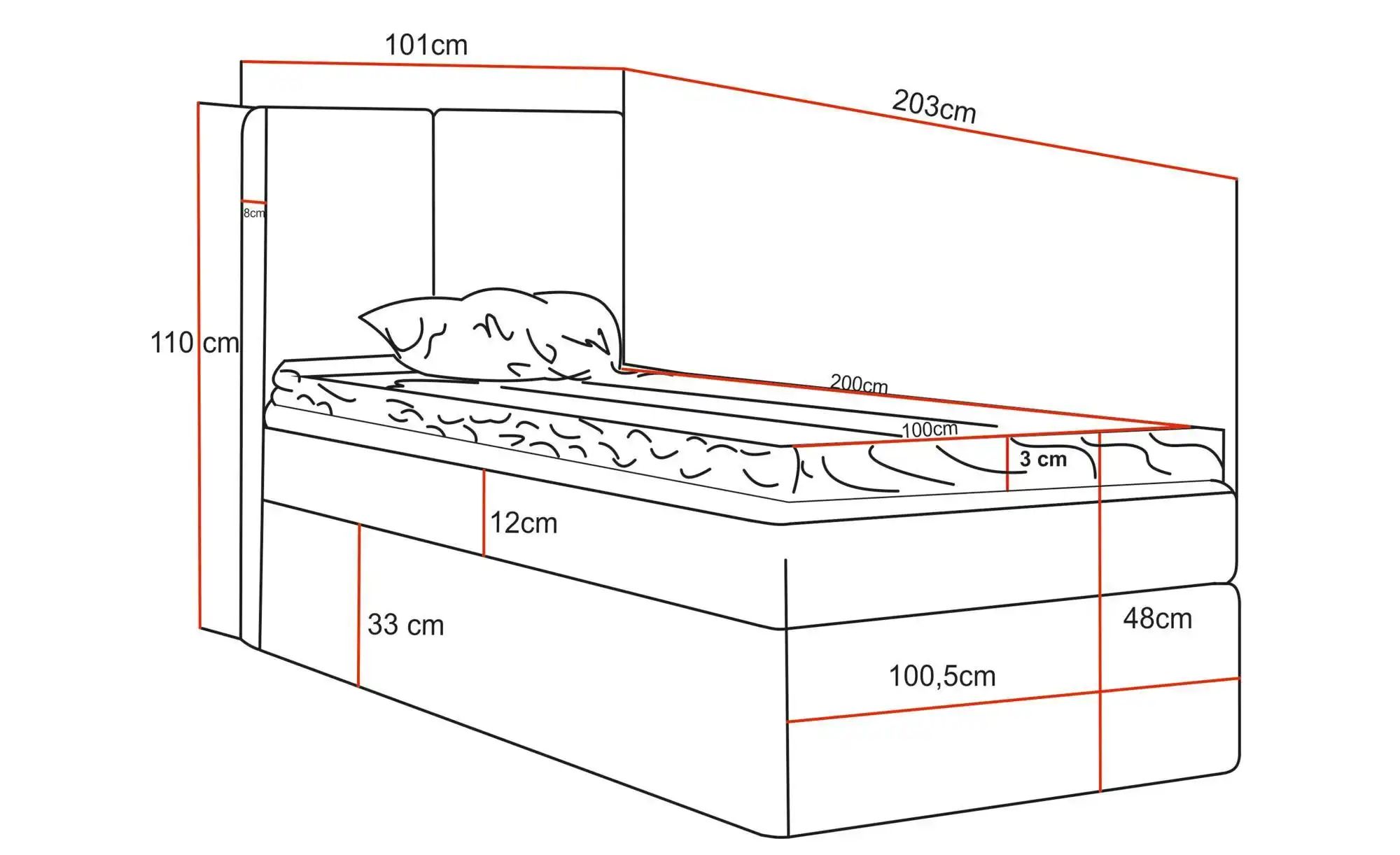 Boxbett mit Stauraum  Macclesfield ¦ grau ¦ Maße (cm): B: 101 H: 110 Betten günstig online kaufen
