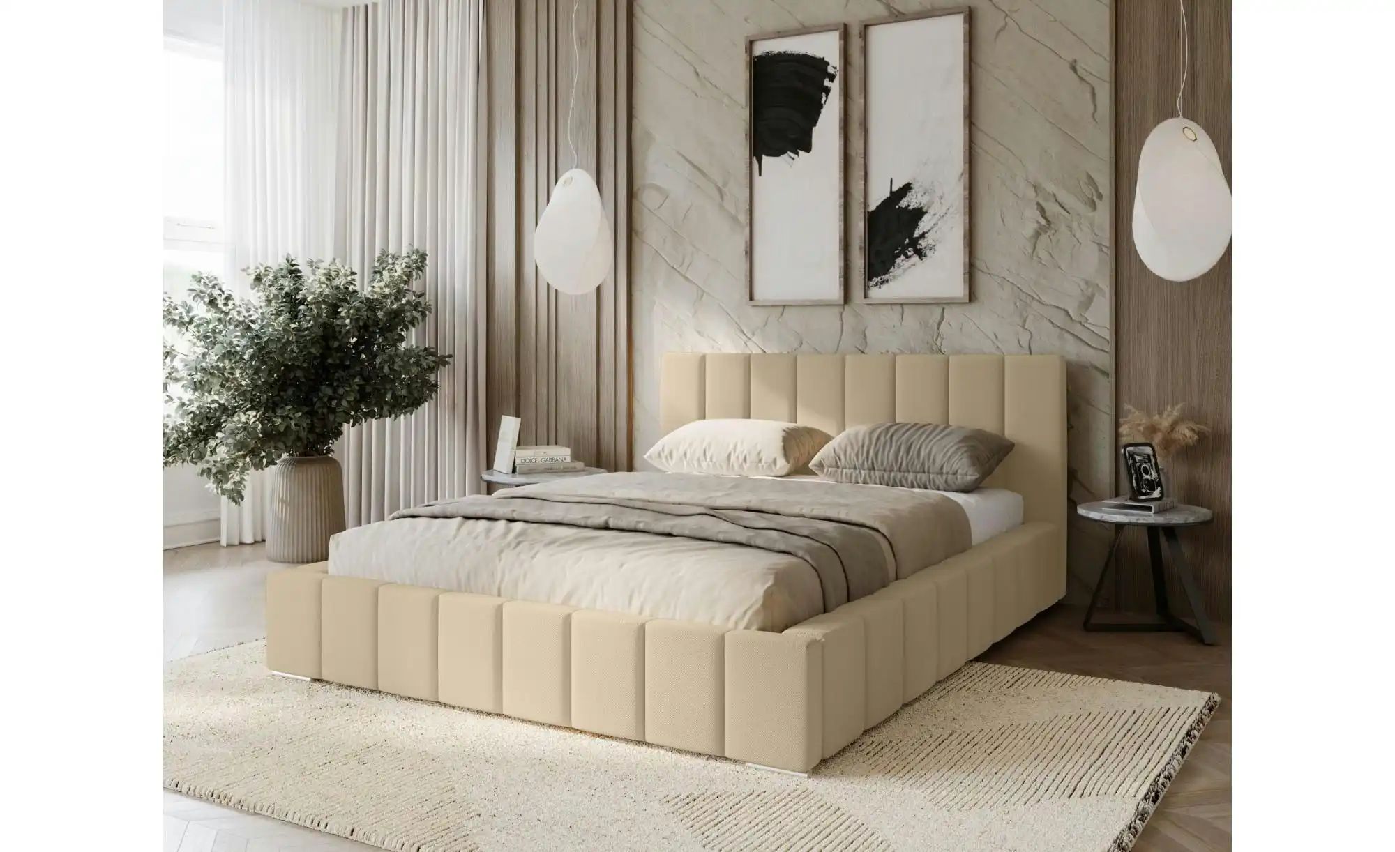 Polsterbett mit Stauraum Margate ¦ beige ¦ Maße (cm): B: 135 H: 100 Betten günstig online kaufen