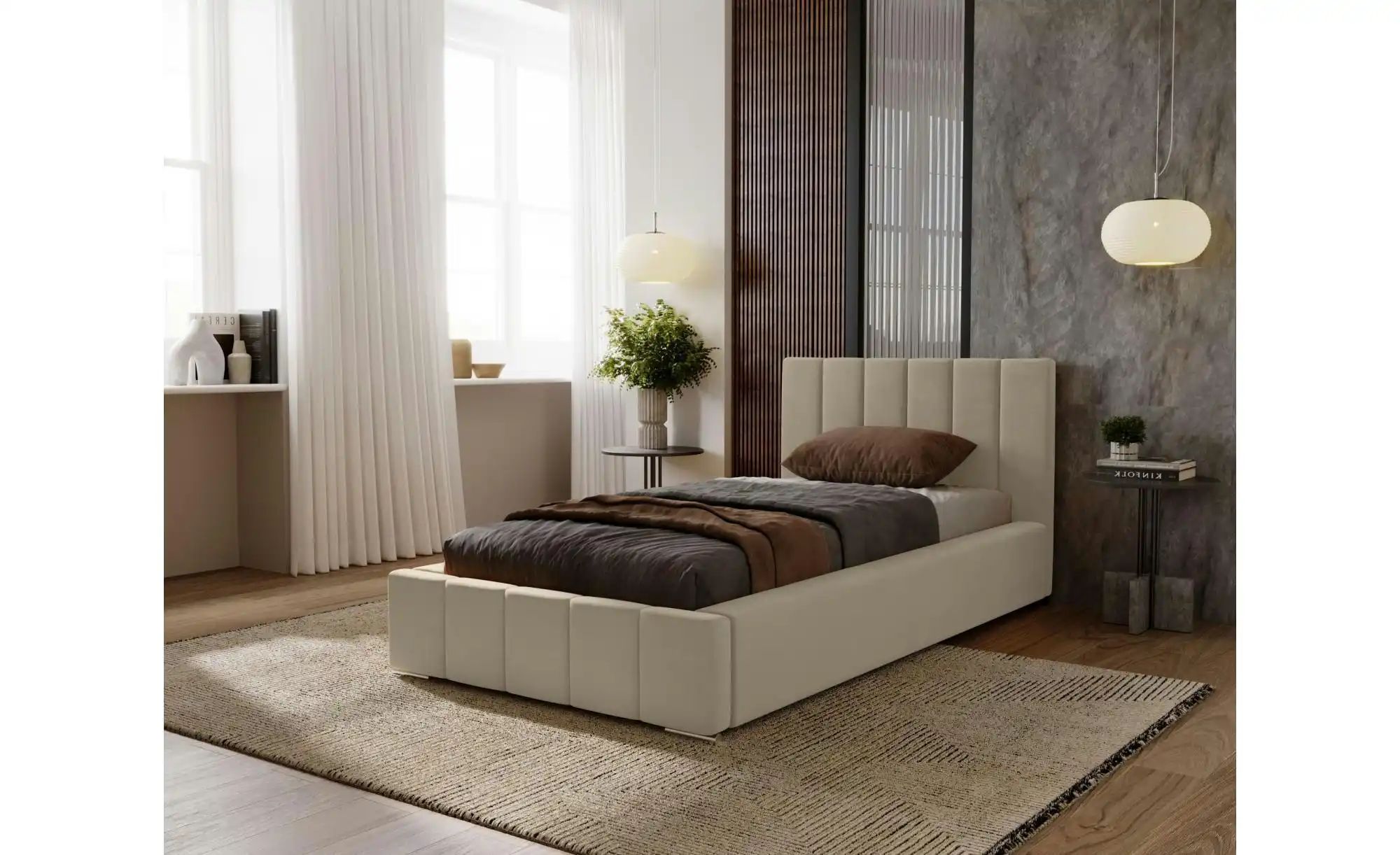 Polsterbett mit Stauraum mit Bettkasten und Lattenrost Nelia ¦ braun ¦ Maße günstig online kaufen