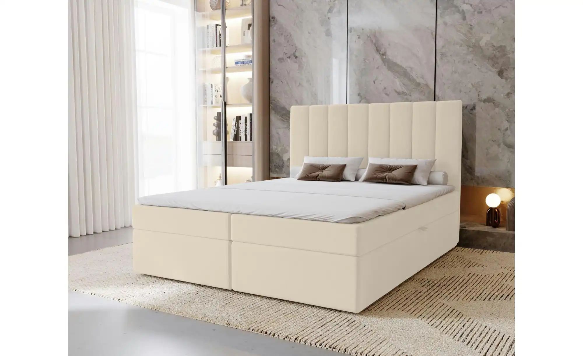 Boxbett mit Stauraum  Nelia ¦ beige ¦ Maße (cm): B: 162 H: 124 Betten > Pol günstig online kaufen