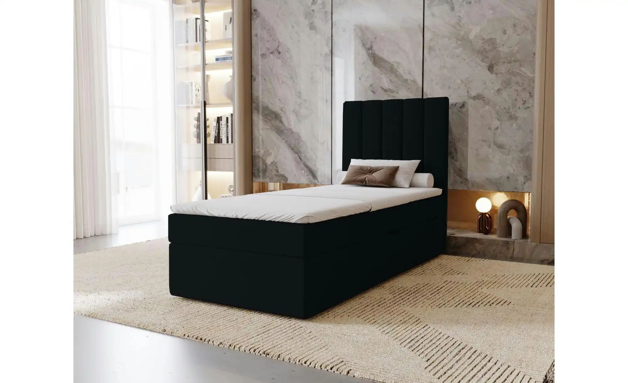 Boxbett mit Stauraum  Nelia ¦ schwarz ¦ Maße (cm): B: 92 H: 124 Betten > Po günstig online kaufen