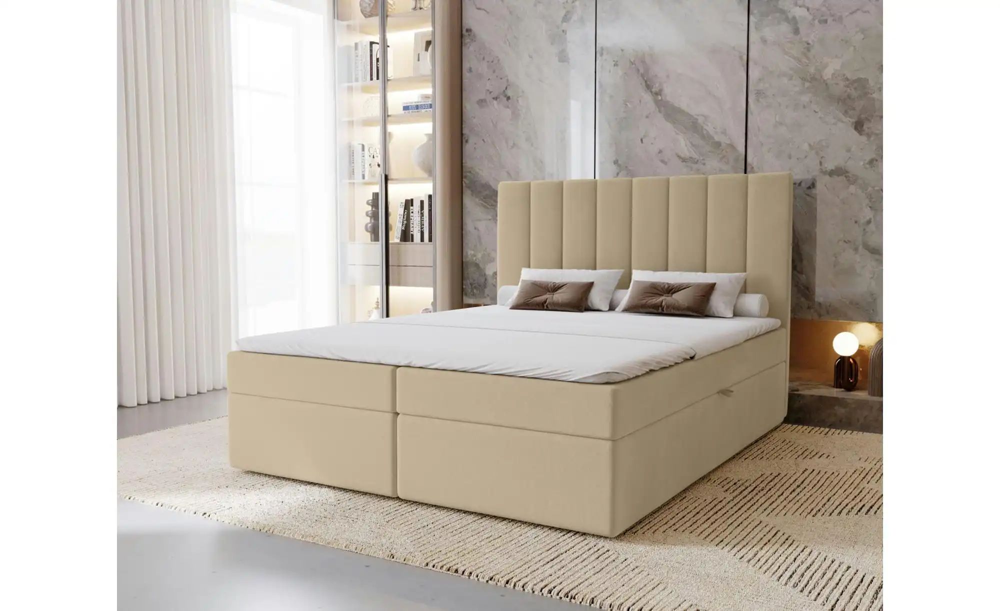 Boxbett mit Stauraum  Nelia ¦ beige ¦ Maße (cm): B: 162 H: 124 Betten > Pol günstig online kaufen
