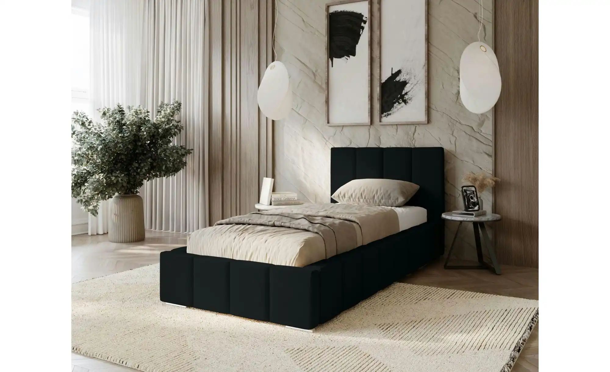 Polsterbett mit Stauraum Margate ¦ schwarz ¦ Maße (cm): B: 95 H: 100 Betten günstig online kaufen