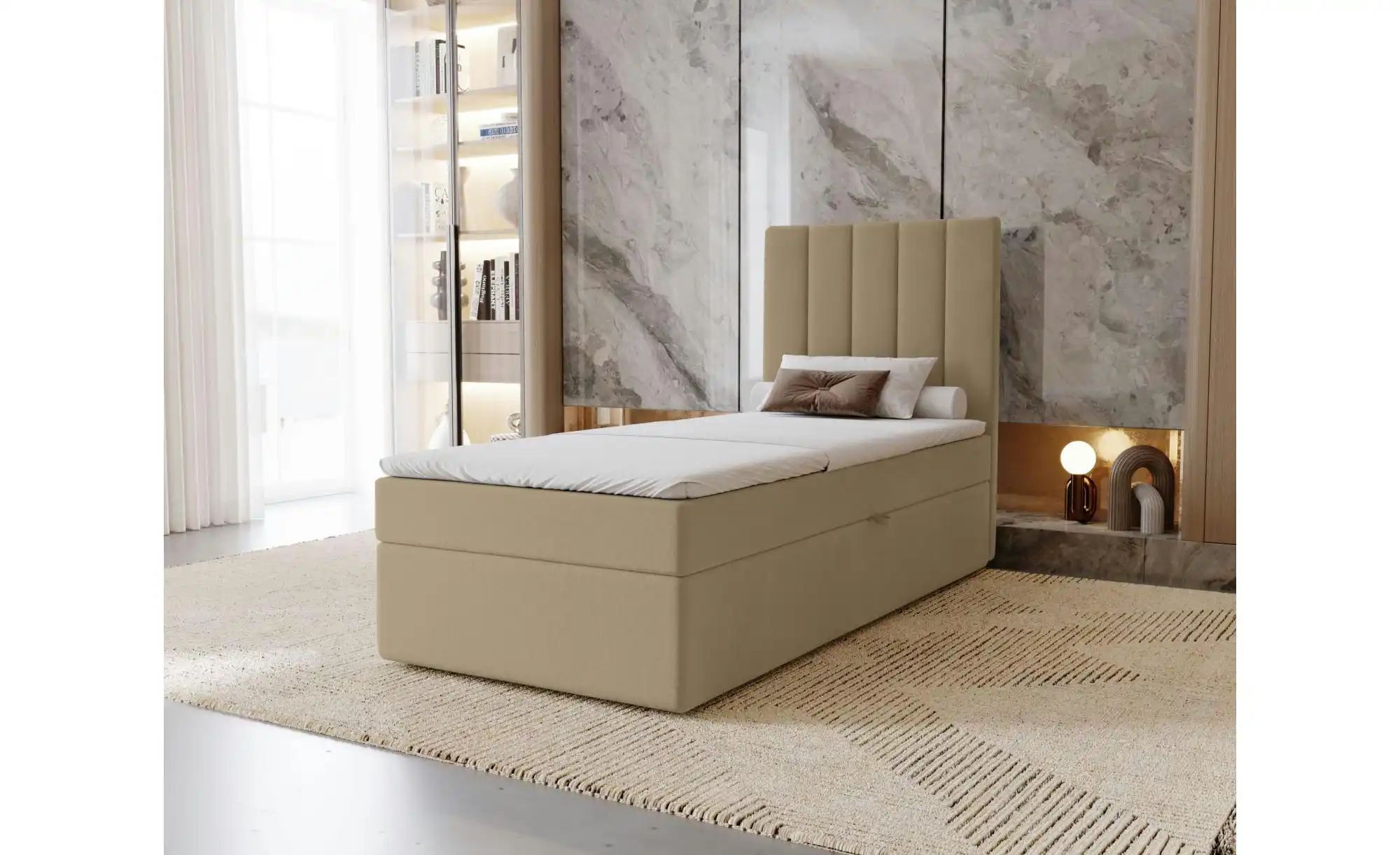 Boxbett mit Stauraum  Nelia ¦ beige ¦ Maße (cm): B: 92 H: 124 Betten > Pols günstig online kaufen
