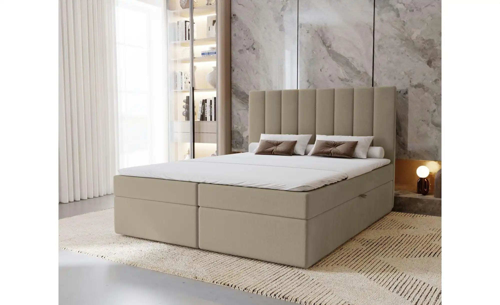 Boxbett mit Stauraum  Nelia ¦ beige ¦ Maße (cm): B: 122 H: 124 Betten > Pol günstig online kaufen