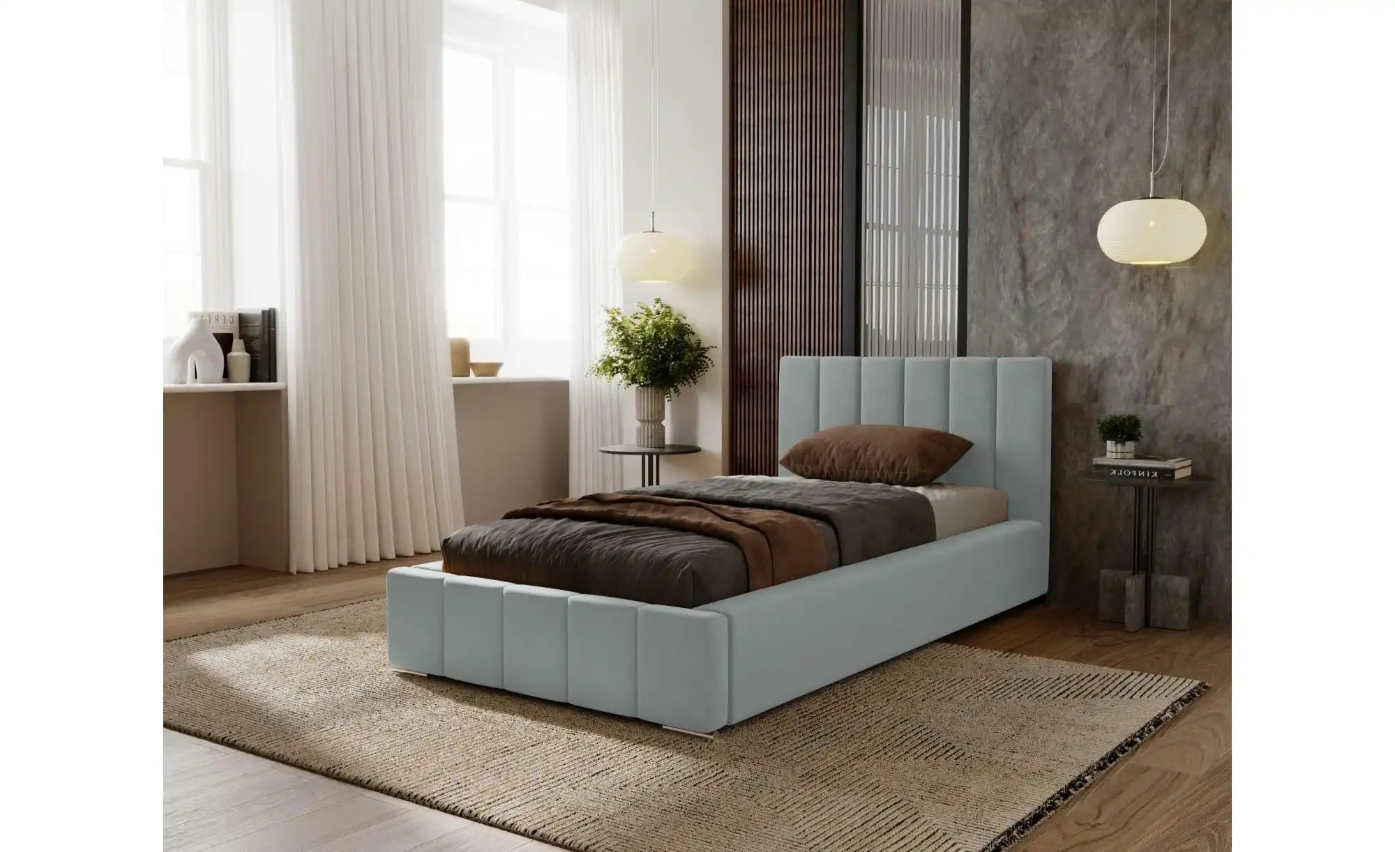 Polsterbett mit Stauraum  Nelia ¦ silber ¦ Maße (cm): B: 105 H: 100 Betten günstig online kaufen