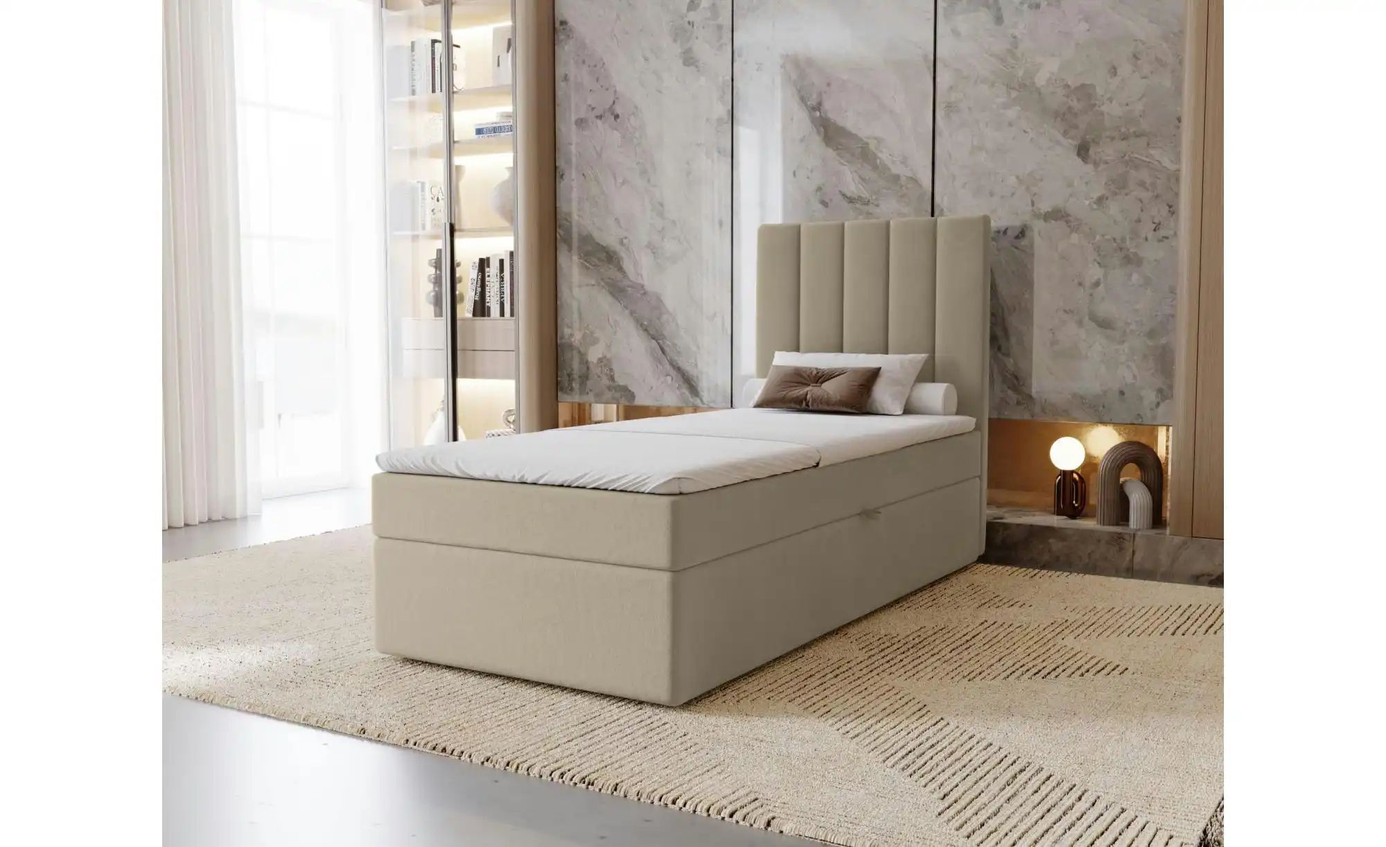 Boxbett mit Stauraum  Nelia ¦ beige ¦ Maße (cm): B: 102 H: 124 Betten > Pol günstig online kaufen