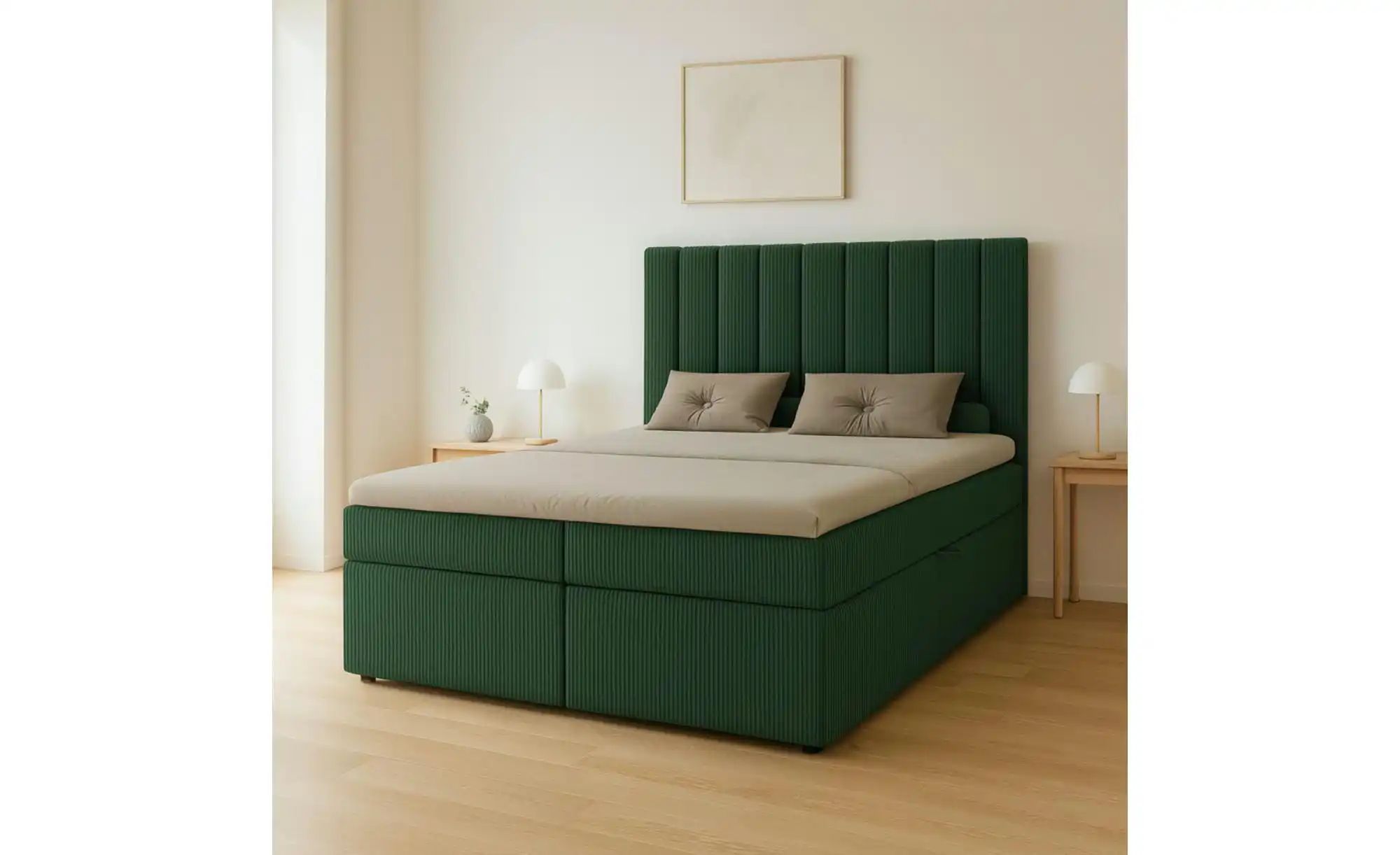 Boxbett mit Stauraum  Cord Nero Box ¦ grün ¦ Maße (cm): B: 162 H: 124 Bette günstig online kaufen