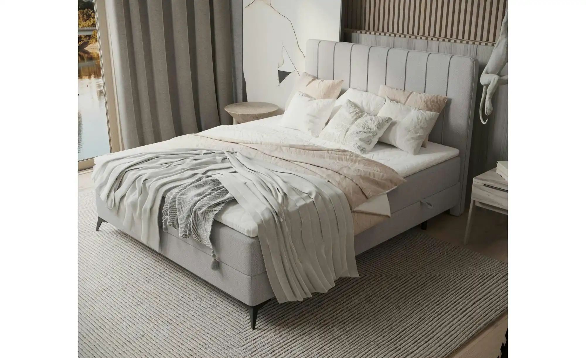 Boxspringbett mit Stauraum   ¦ grau ¦ Maße (cm): B: 202 H: 120 Betten > Kom günstig online kaufen