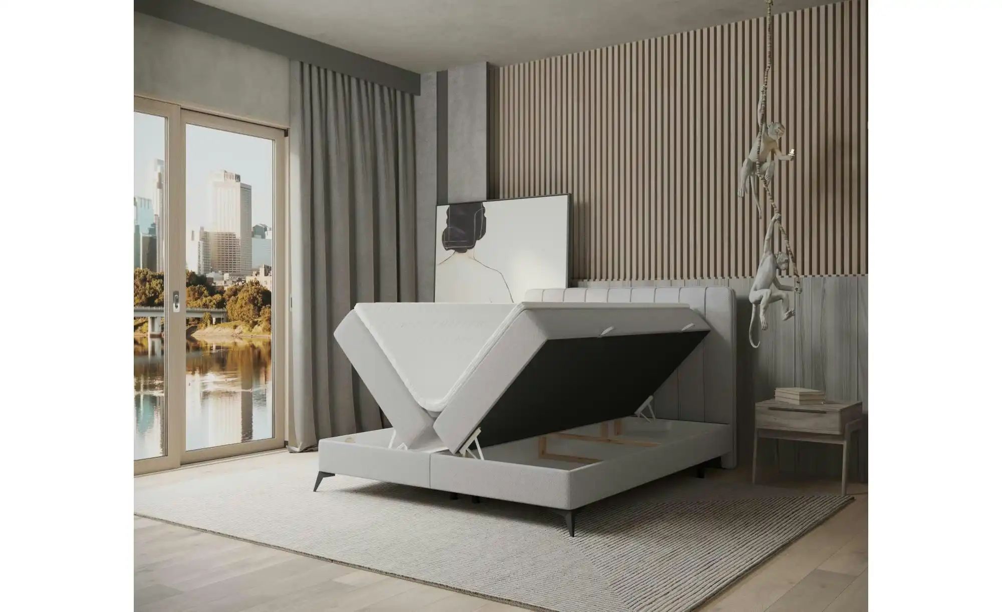 Boxspringbett mit Stauraum   ¦ grau ¦ Maße (cm): B: 162 H: 120 Betten > Kom günstig online kaufen