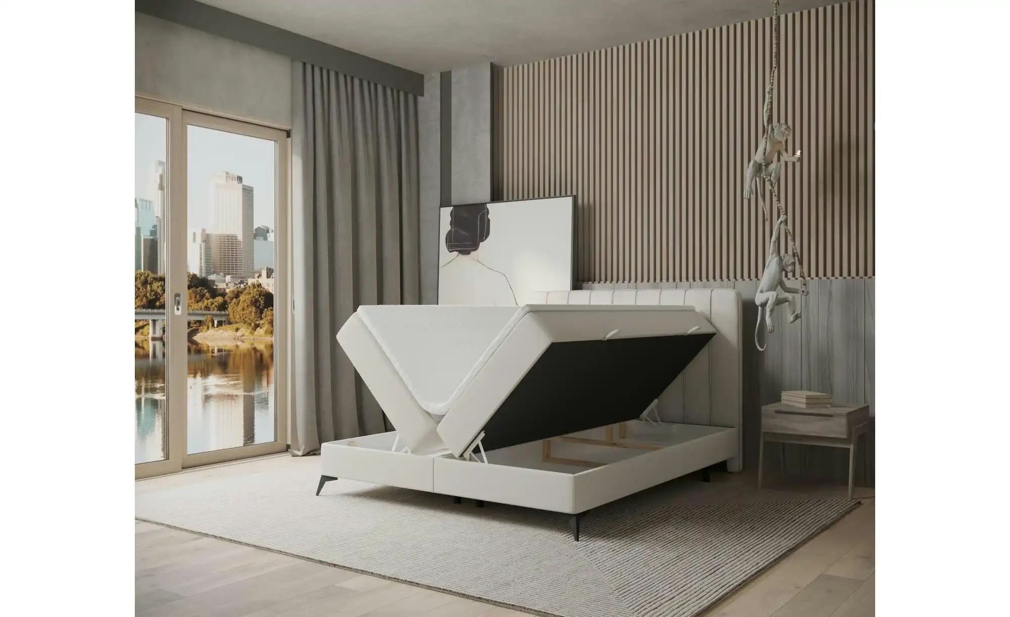 Boxspringbett mit Stauraum   ¦ creme ¦ Maße (cm): B: 202 H: 120 Betten > Ko günstig online kaufen