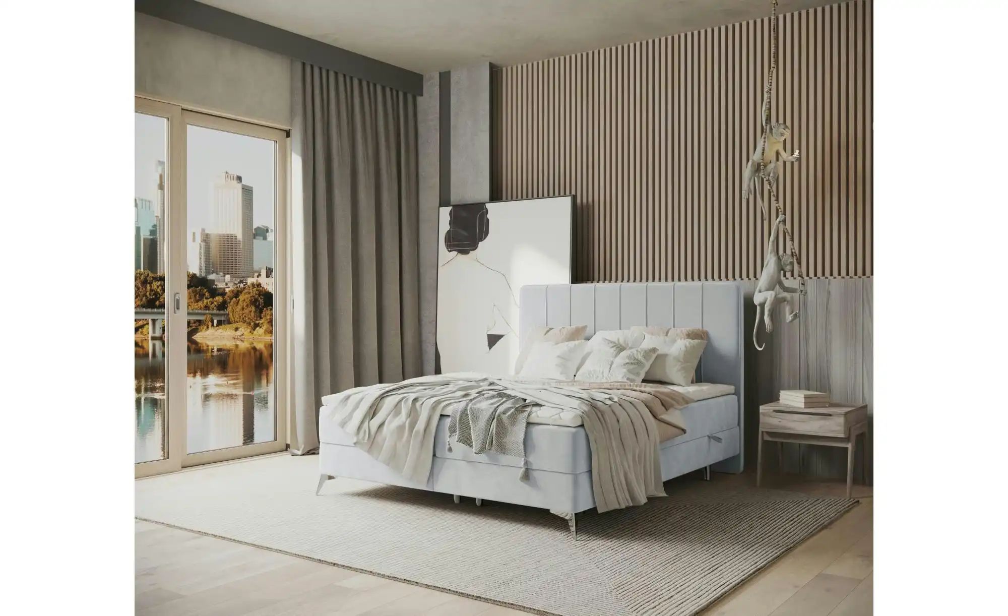 Boxspringbett mit Stauraum   ¦ grau ¦ Maße (cm): B: 162 H: 120 Betten > Kom günstig online kaufen