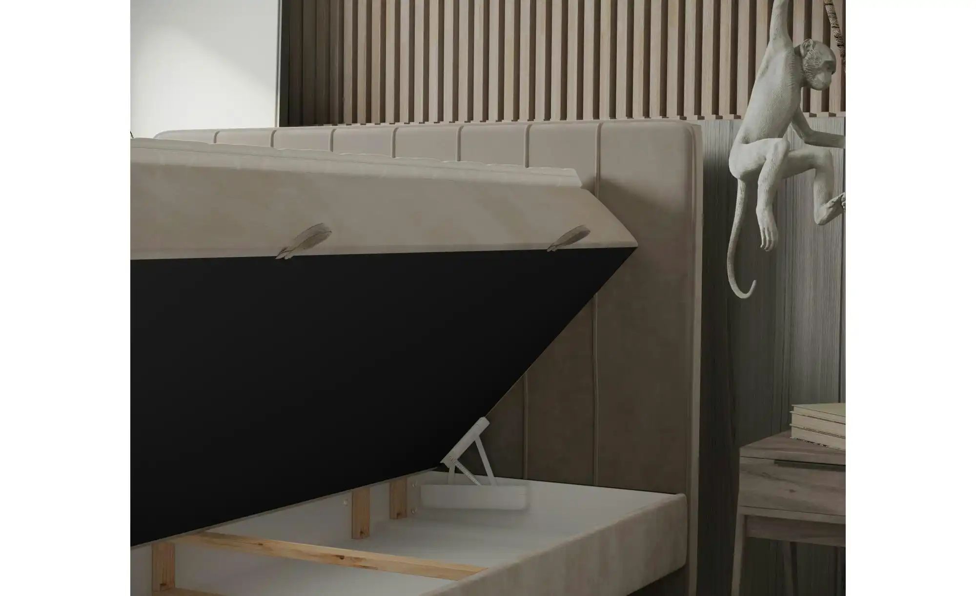 Boxspringbett mit Stauraum   ¦ beige ¦ Maße (cm): B: 122 H: 120 Betten > Ko günstig online kaufen